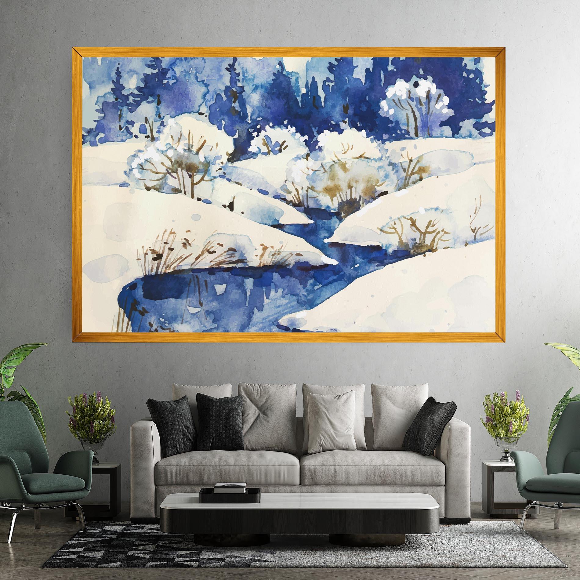 Tablou Canvas Blue Trees Winter mockup 7