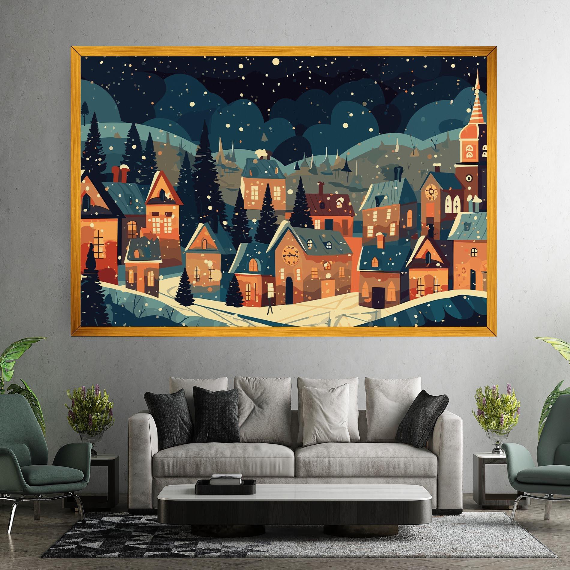 Tablou Canvas Winter View Houses mockup 7