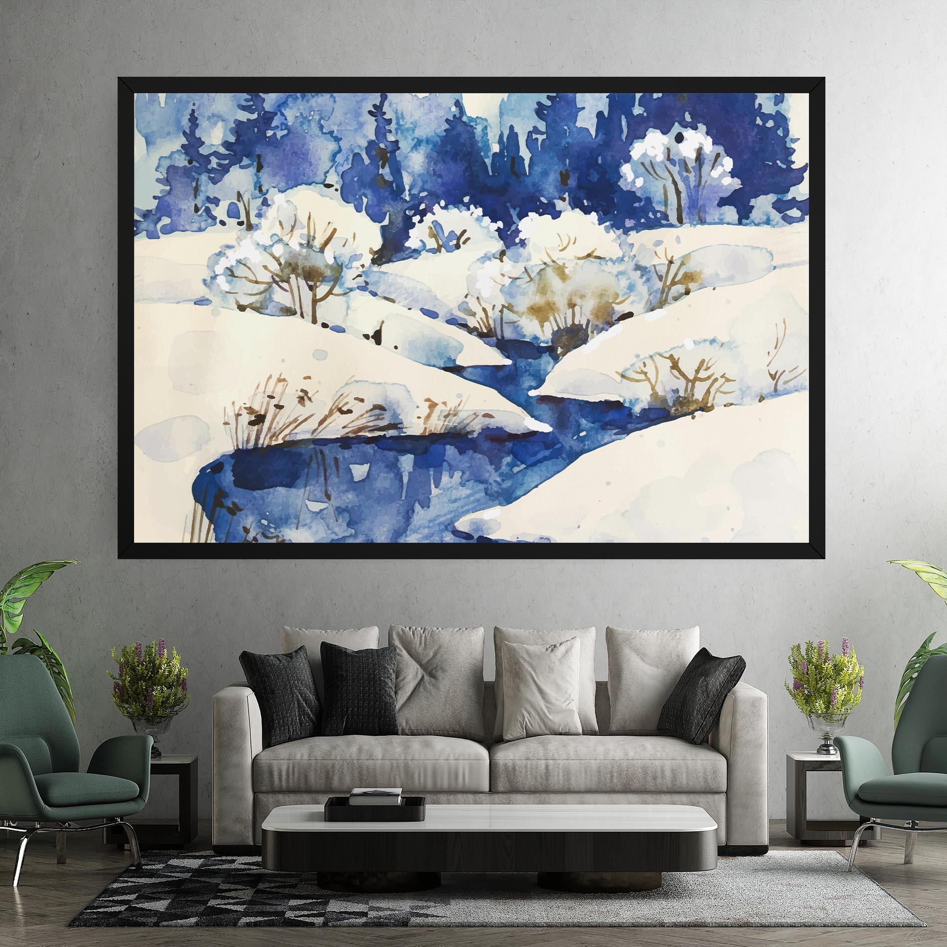 Tablou Canvas Blue Trees Winter mockup 7
