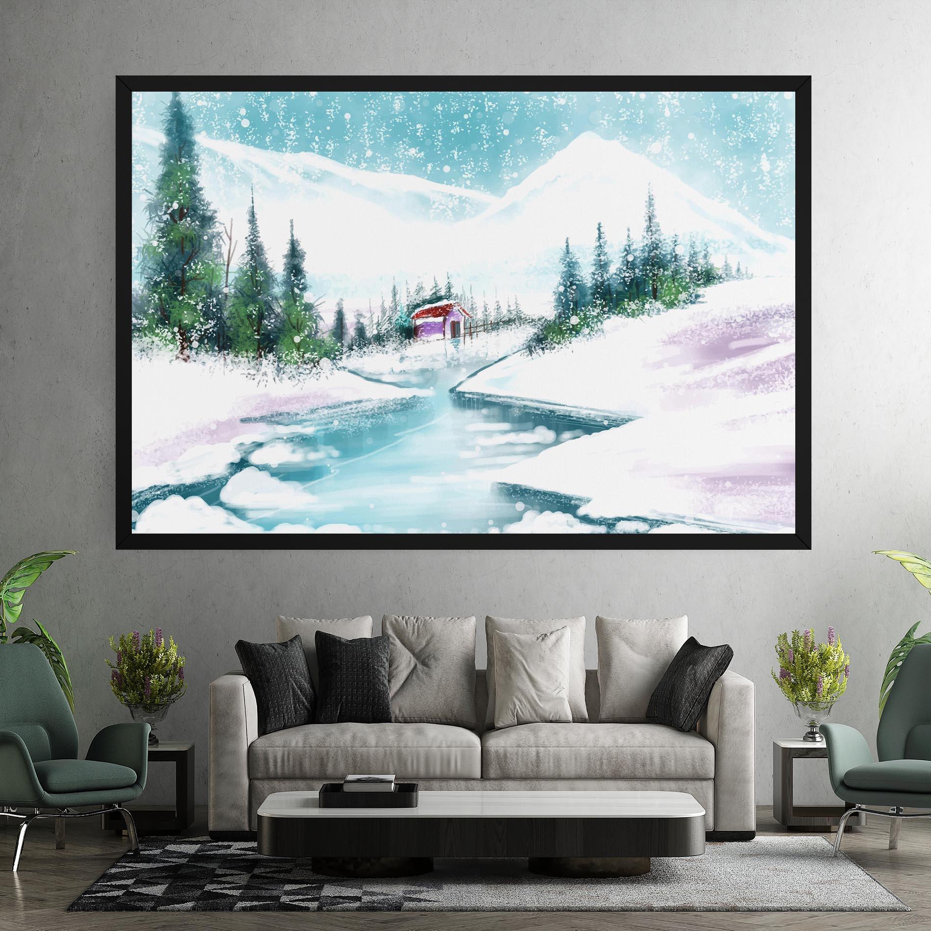 Tablou Canvas Purple House Winter mockup 7