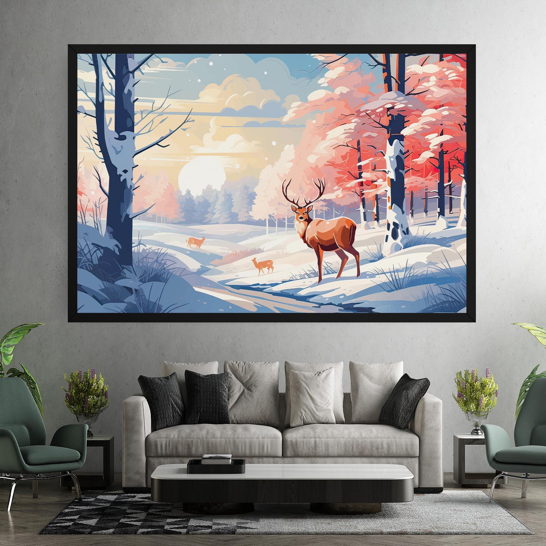 Tablou Canvas Winter Deer Art mockup 7