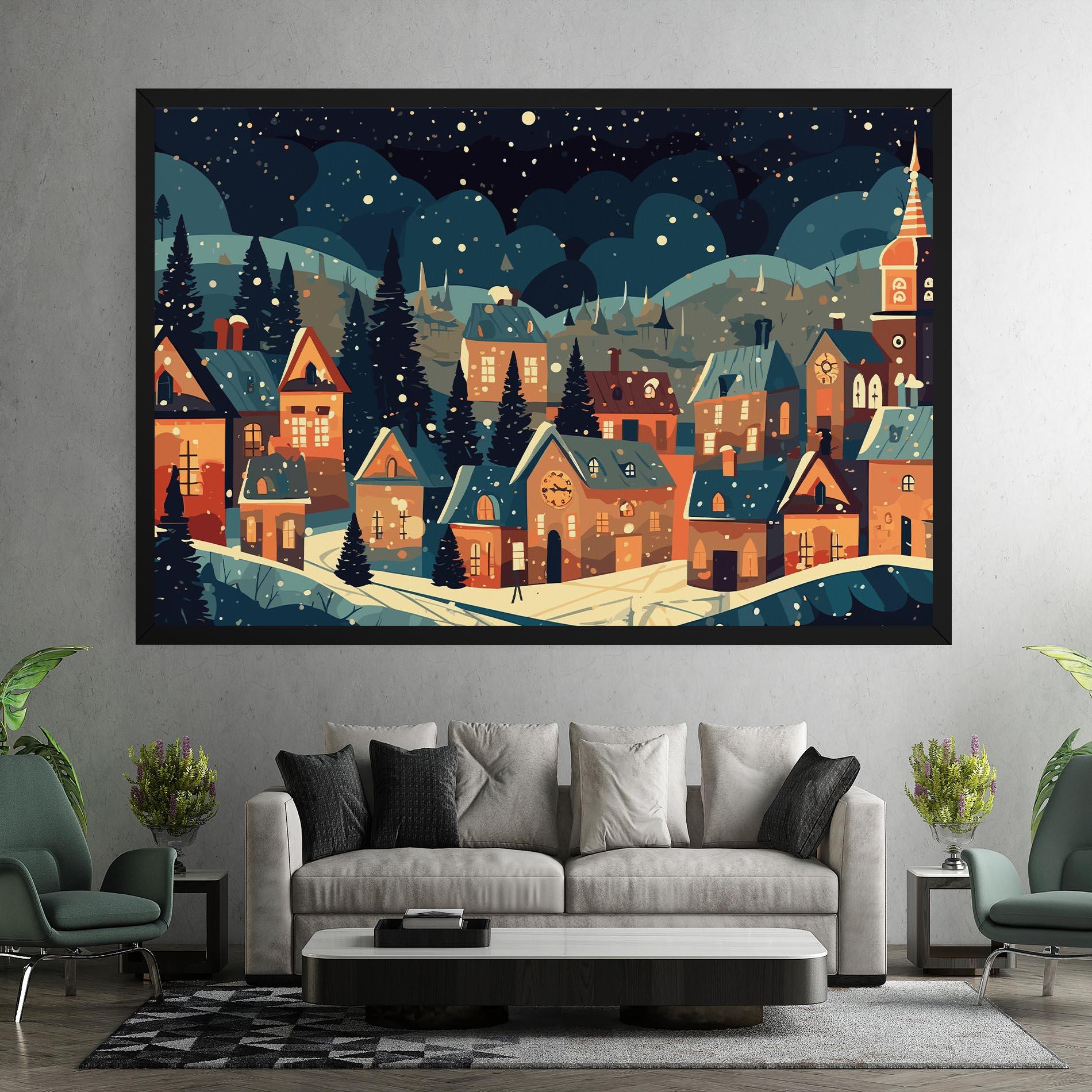 Tablou Canvas Winter View Houses mockup 7