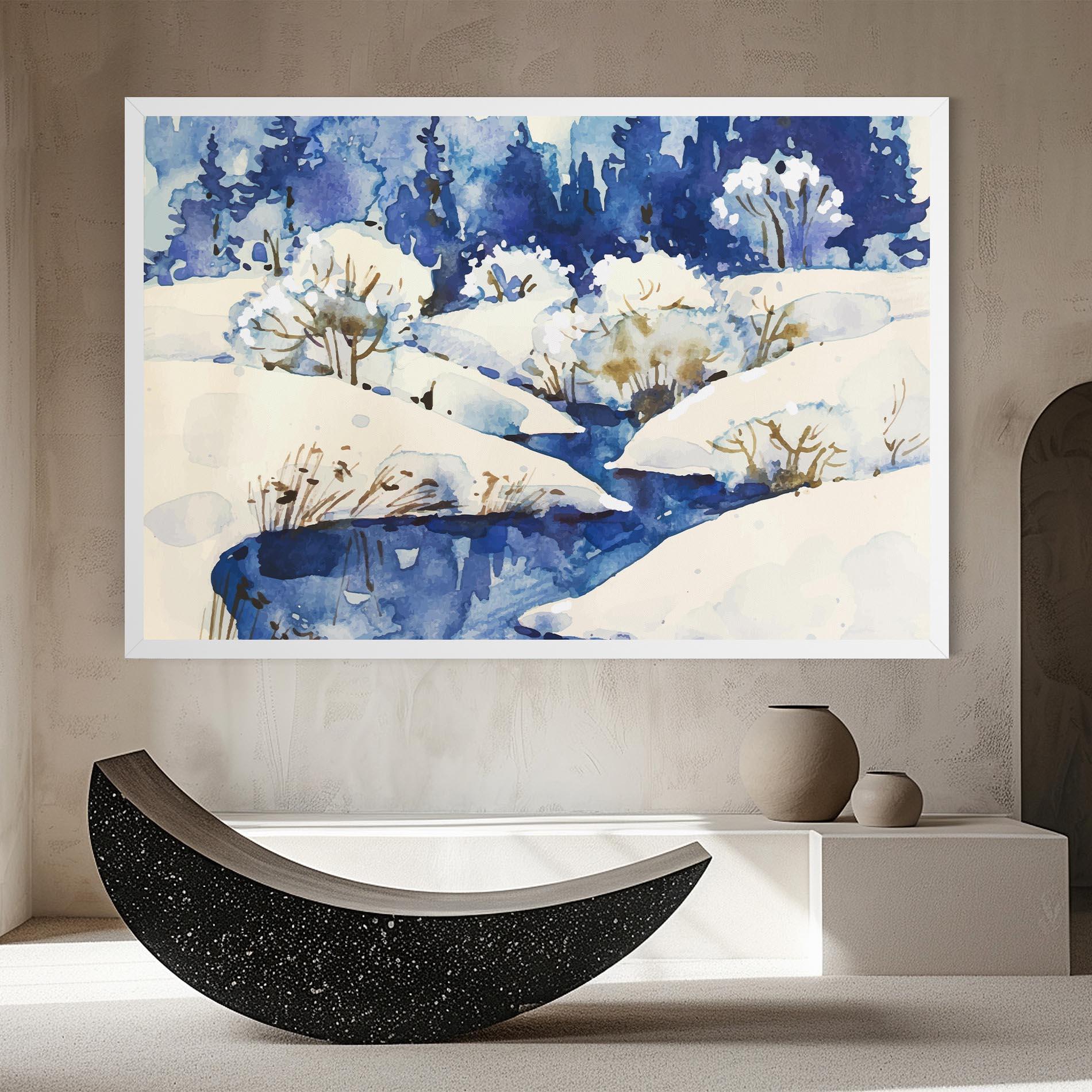 Tablou Canvas Blue Trees Winter mockup 8