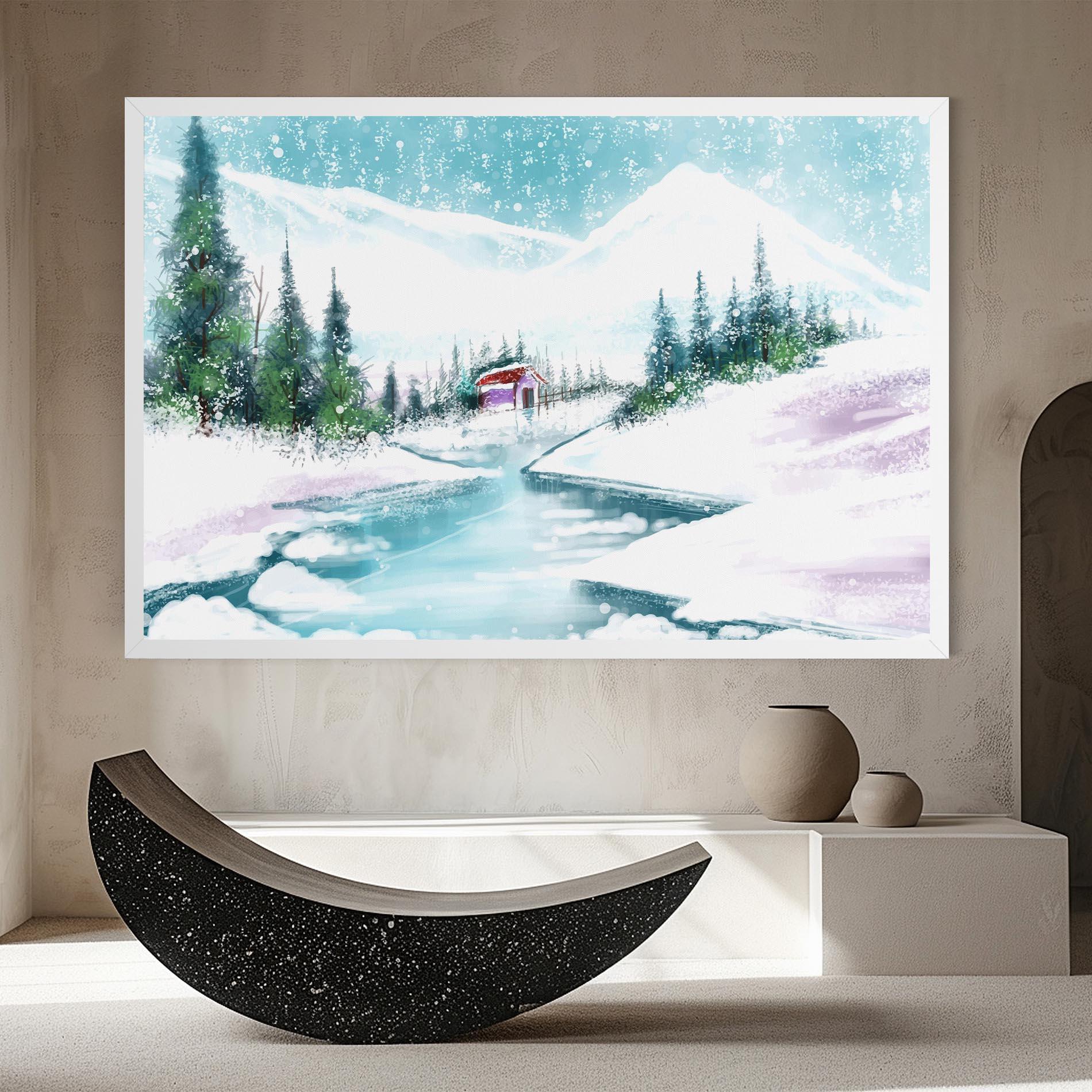 Tablou Canvas Purple House Winter mockup 8