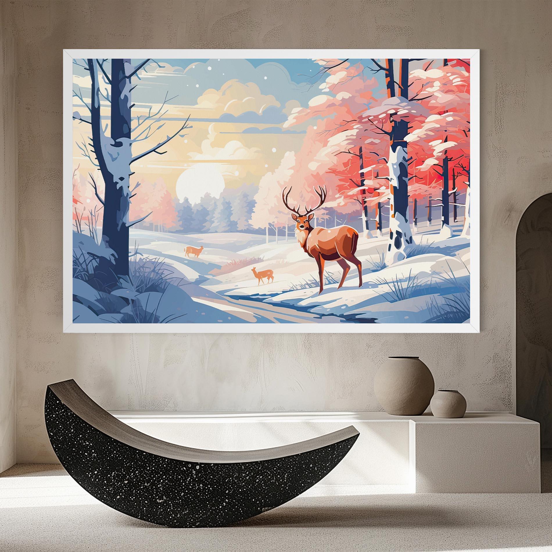 Tablou Canvas Winter Deer Art mockup 8