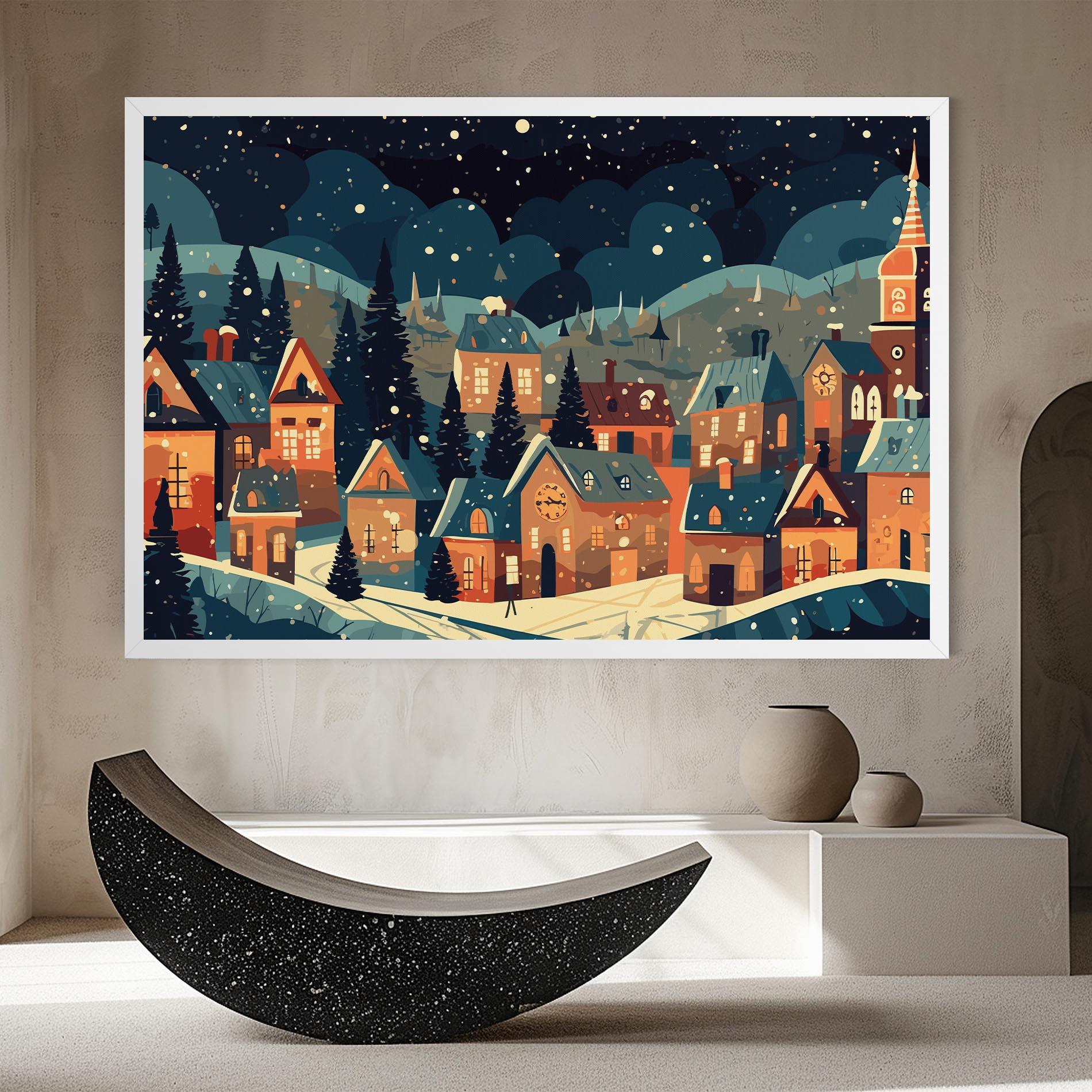 Tablou Canvas Winter View Houses mockup 8