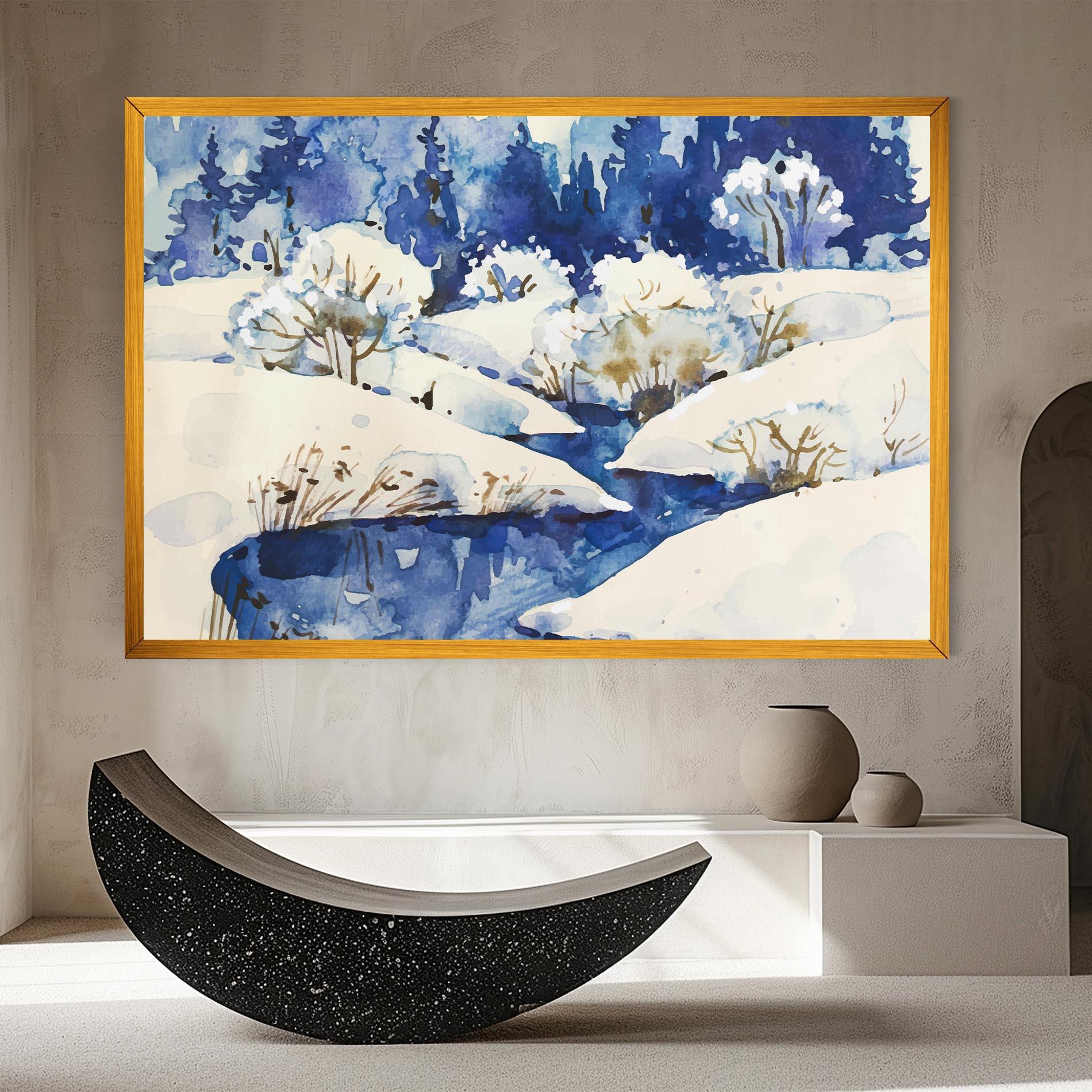 Tablou Canvas Blue Trees Winter mockup 8