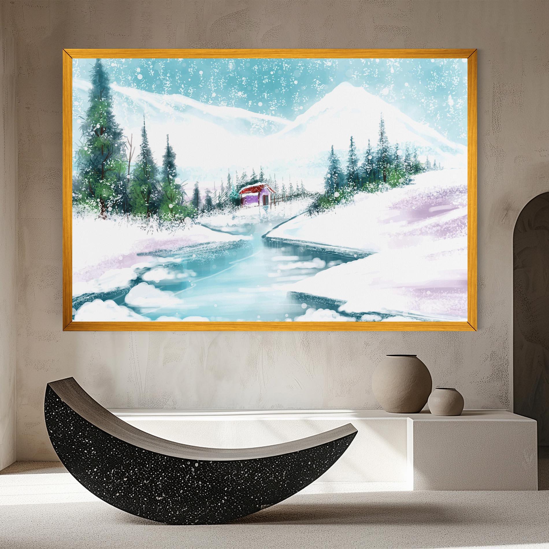 Tablou Canvas Purple House Winter mockup 8