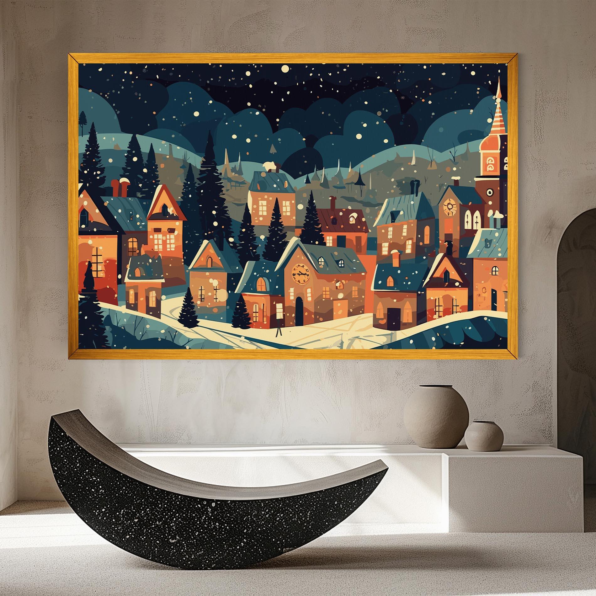 Tablou Canvas Winter View Houses mockup 8