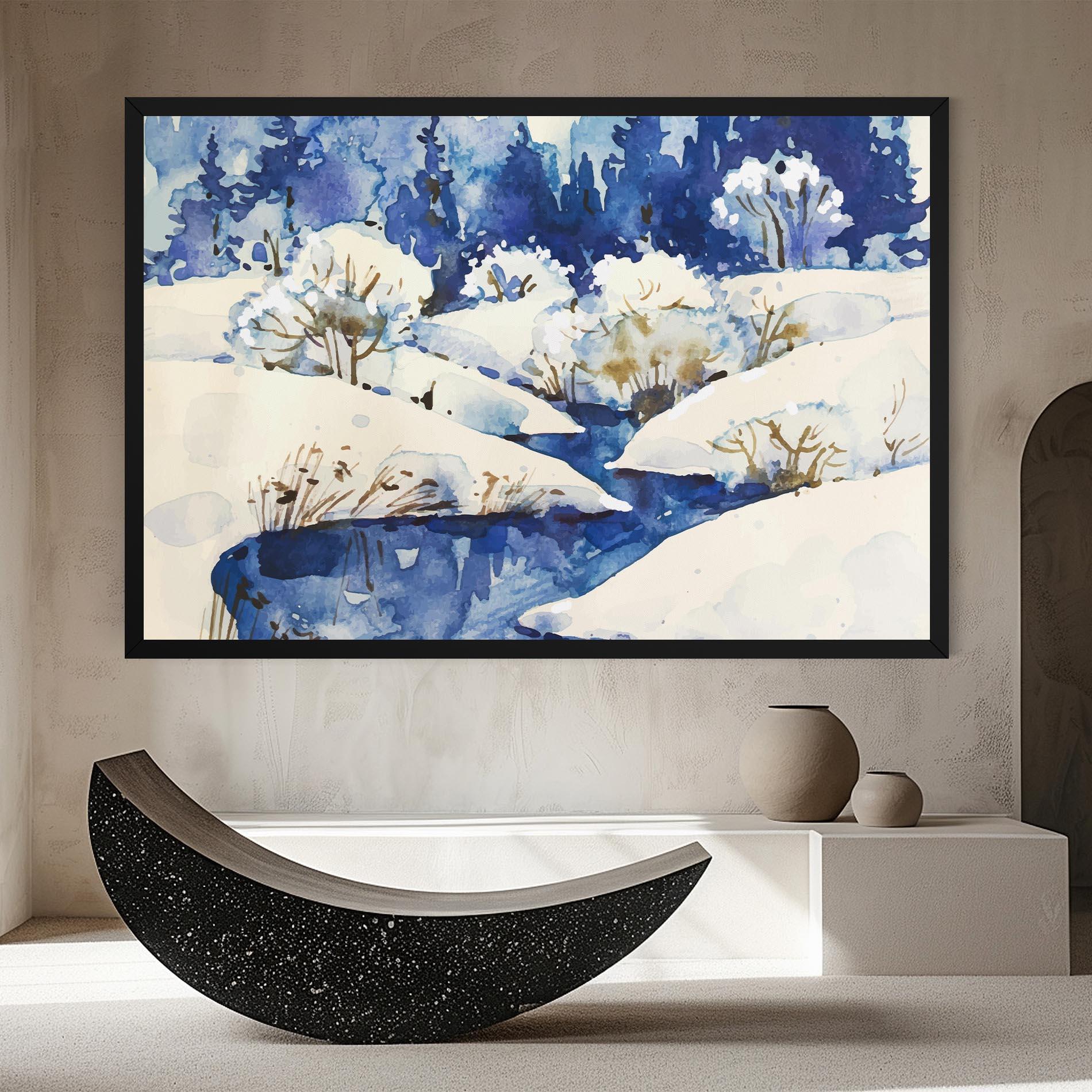 Tablou Canvas Blue Trees Winter mockup 8