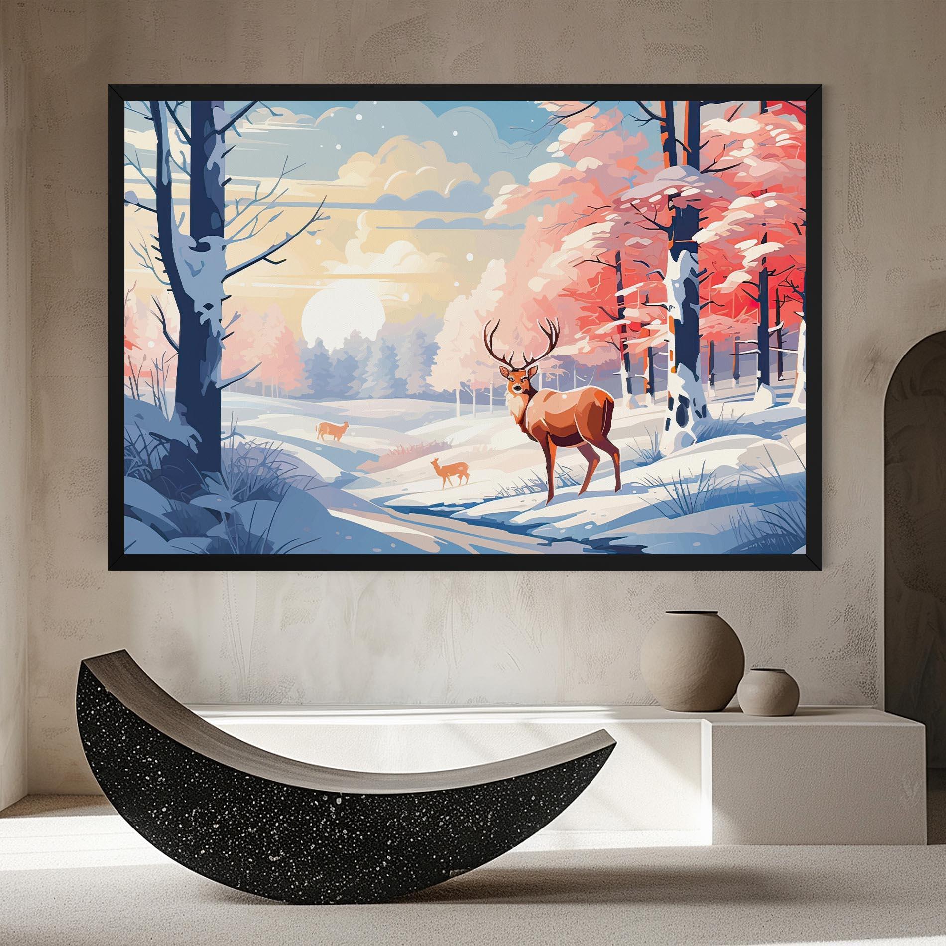 Tablou Canvas Winter Deer Art mockup 8