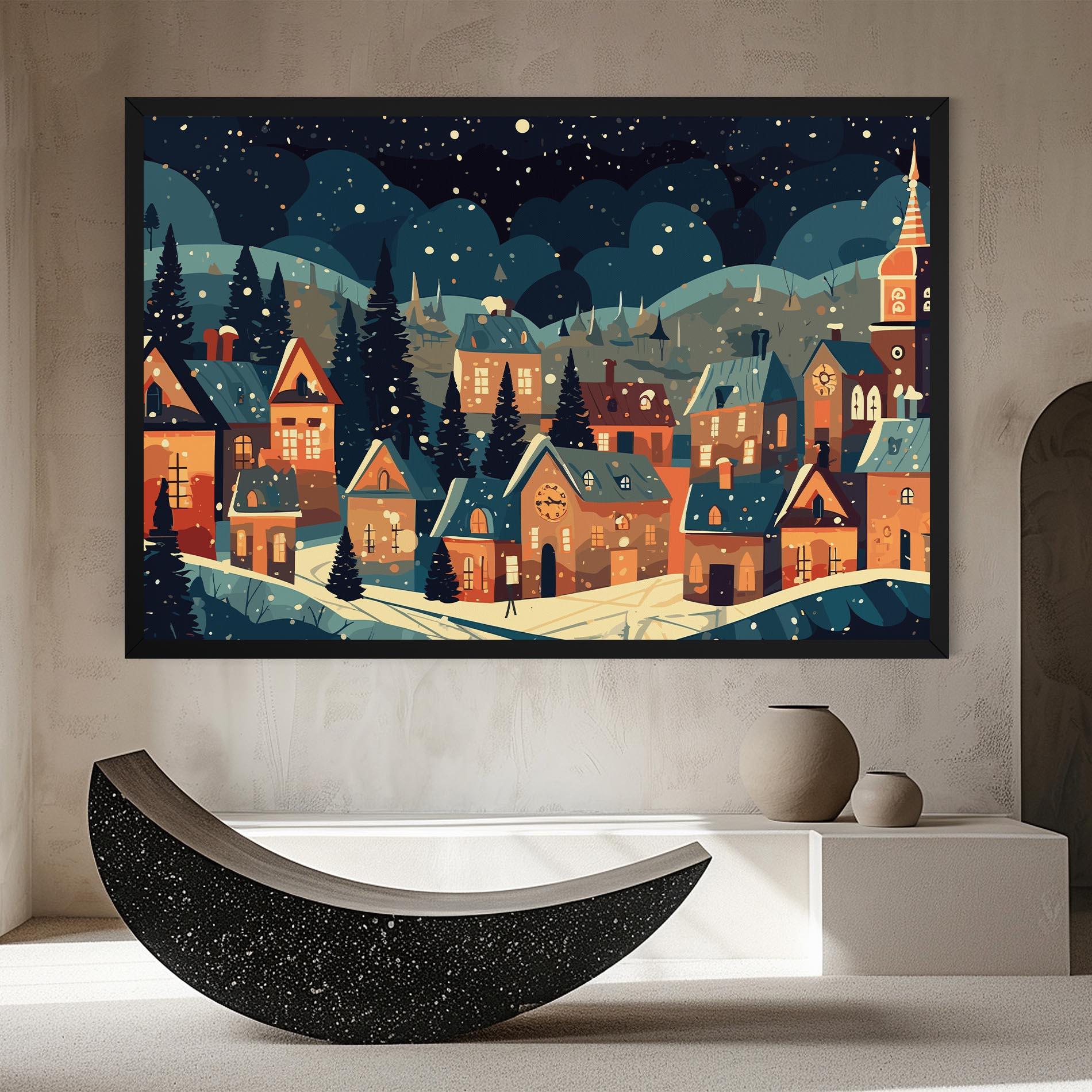 Tablou Canvas Winter View Houses mockup 8