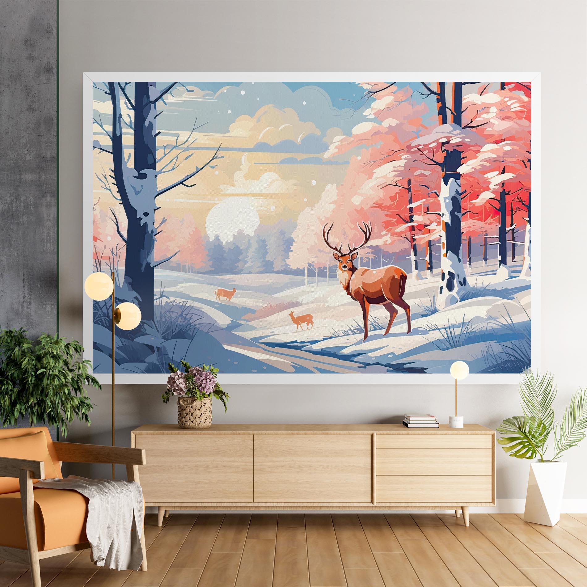 Tablou Canvas Winter Deer Art mockup 9
