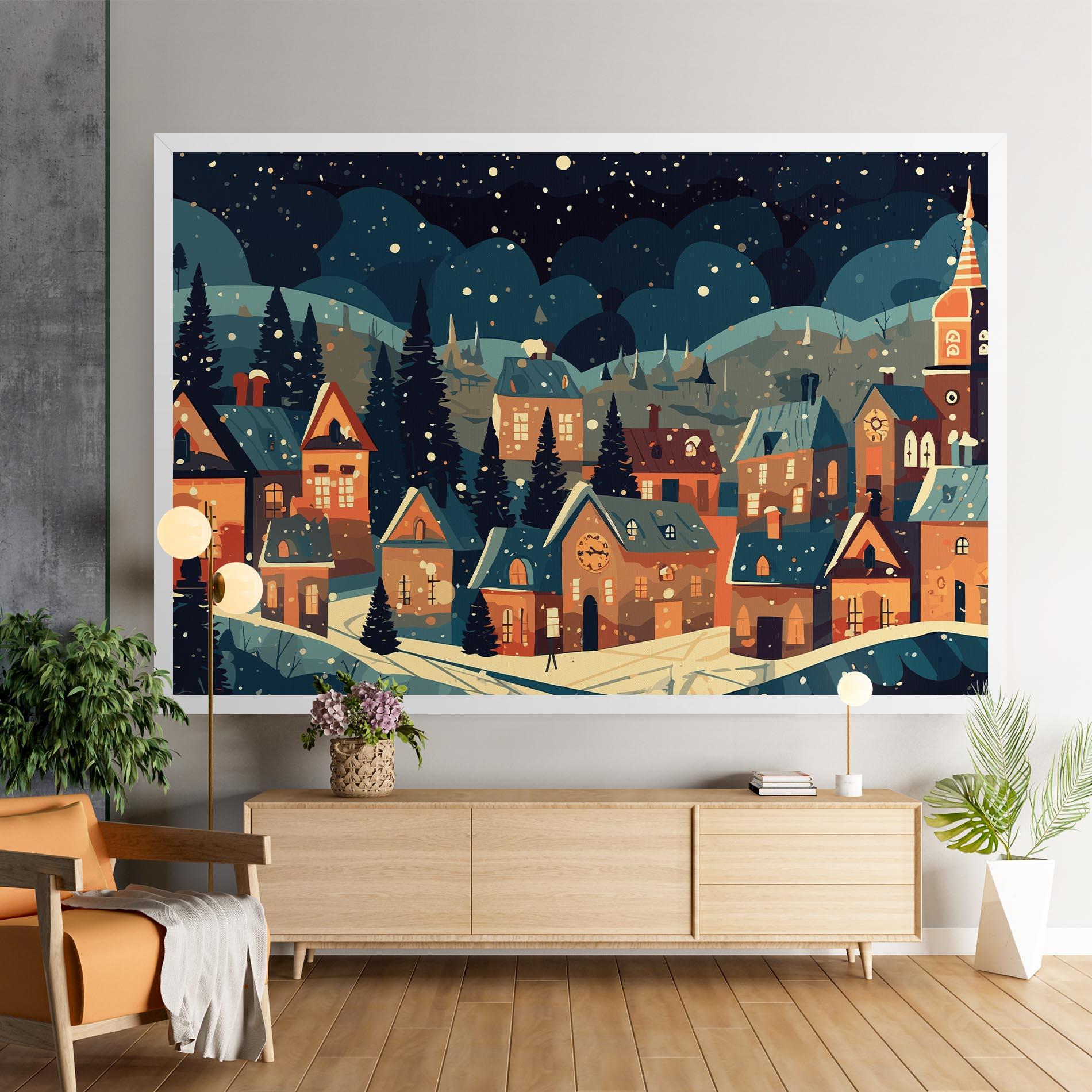 Tablou Canvas Winter View Houses mockup 9