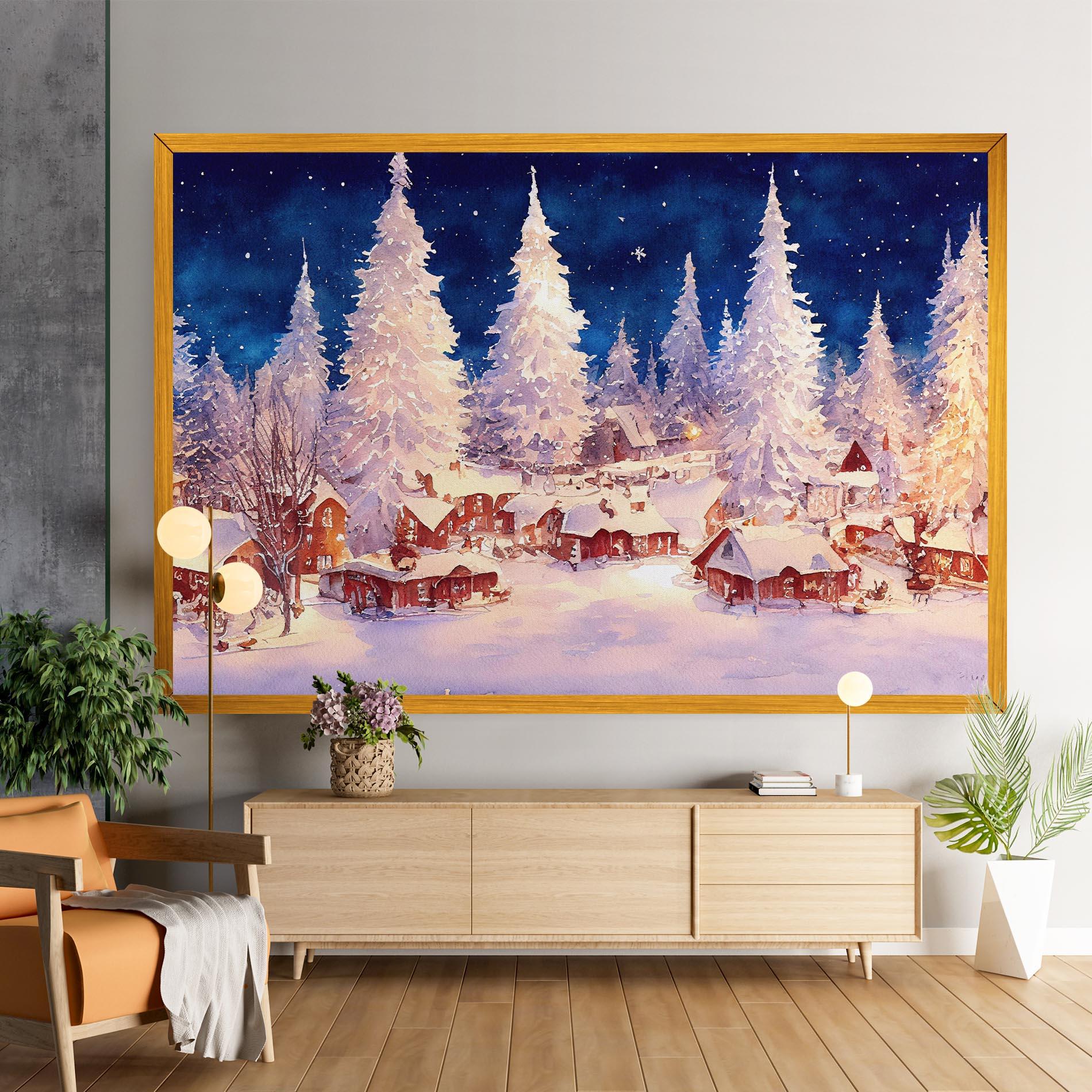 Tablou Canvas Snow Falling Painting mockup 9