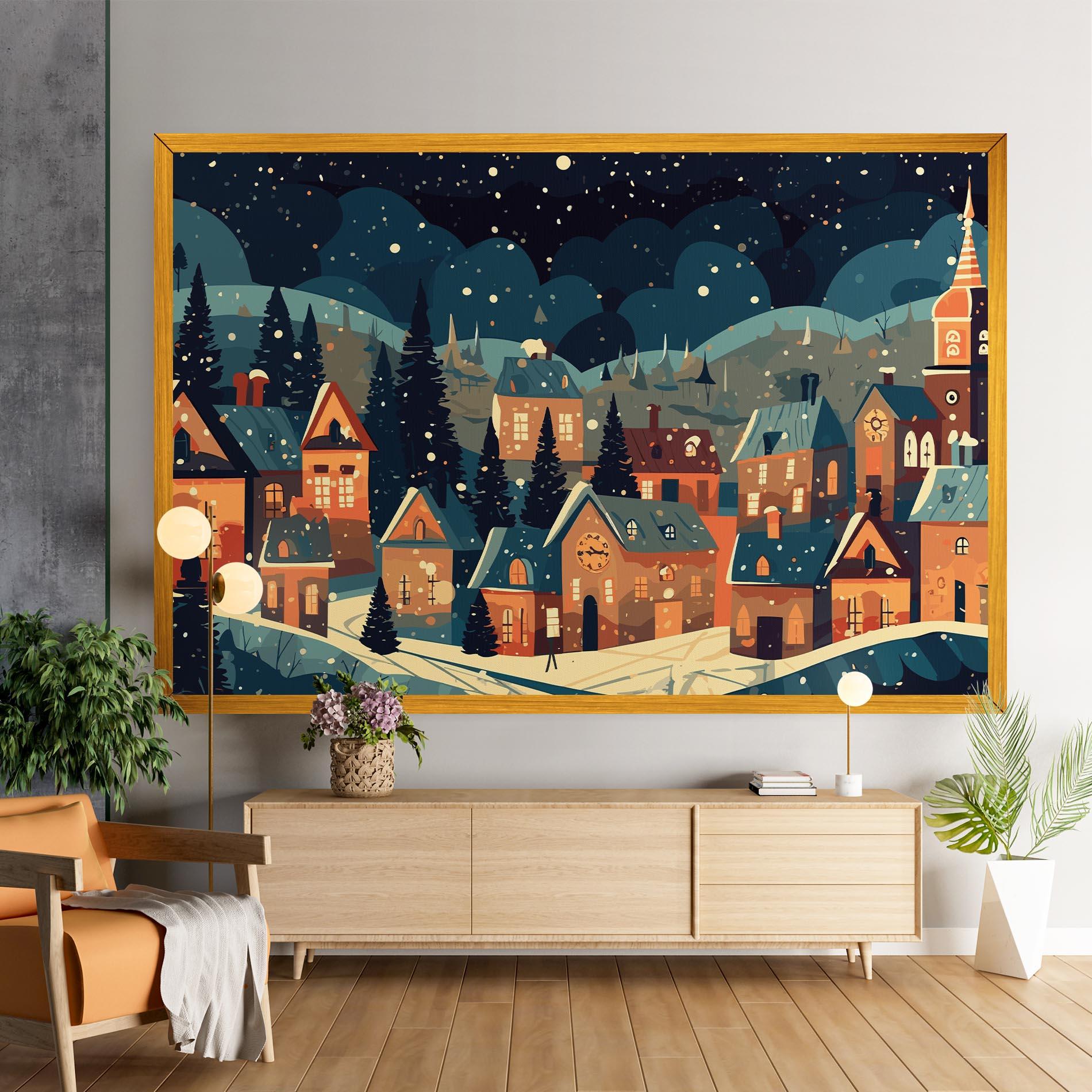 Tablou Canvas Winter View Houses mockup 9