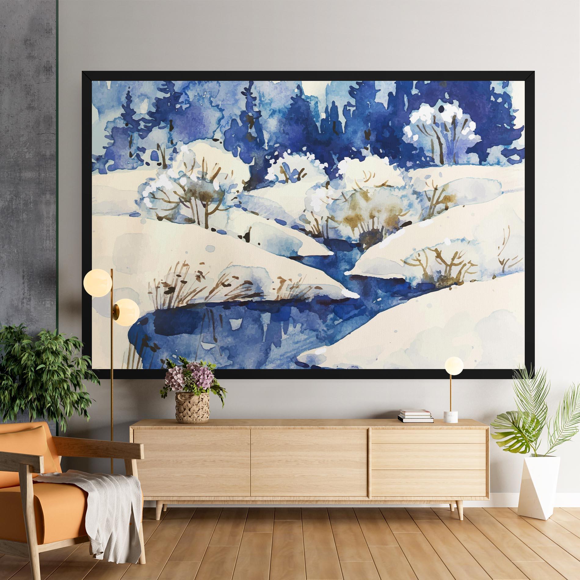Tablou Canvas Blue Trees Winter mockup 9