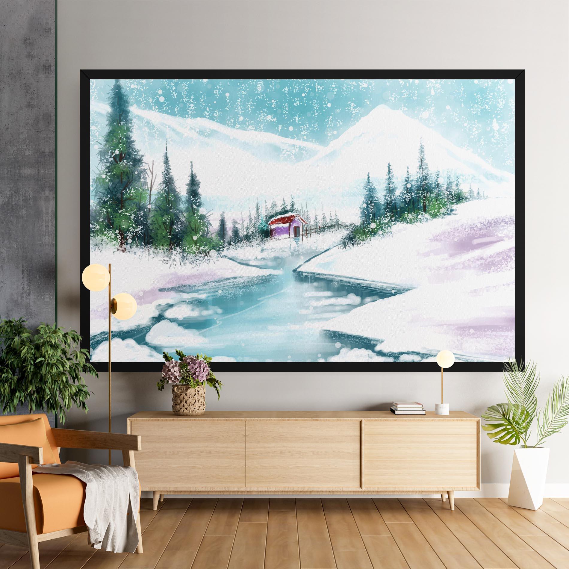 Tablou Canvas Purple House Winter mockup 9