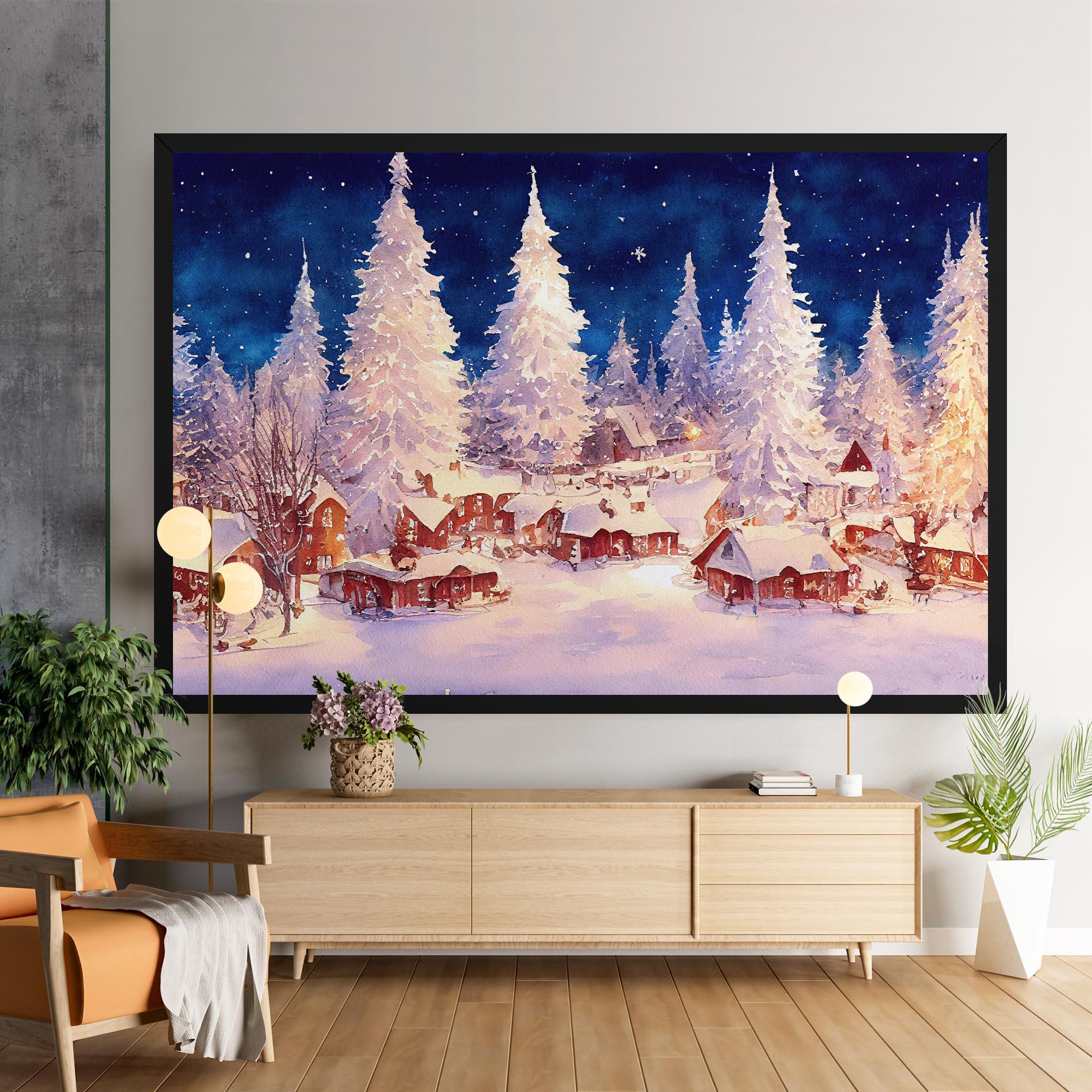 Tablou Canvas Snow Falling Painting mockup 9