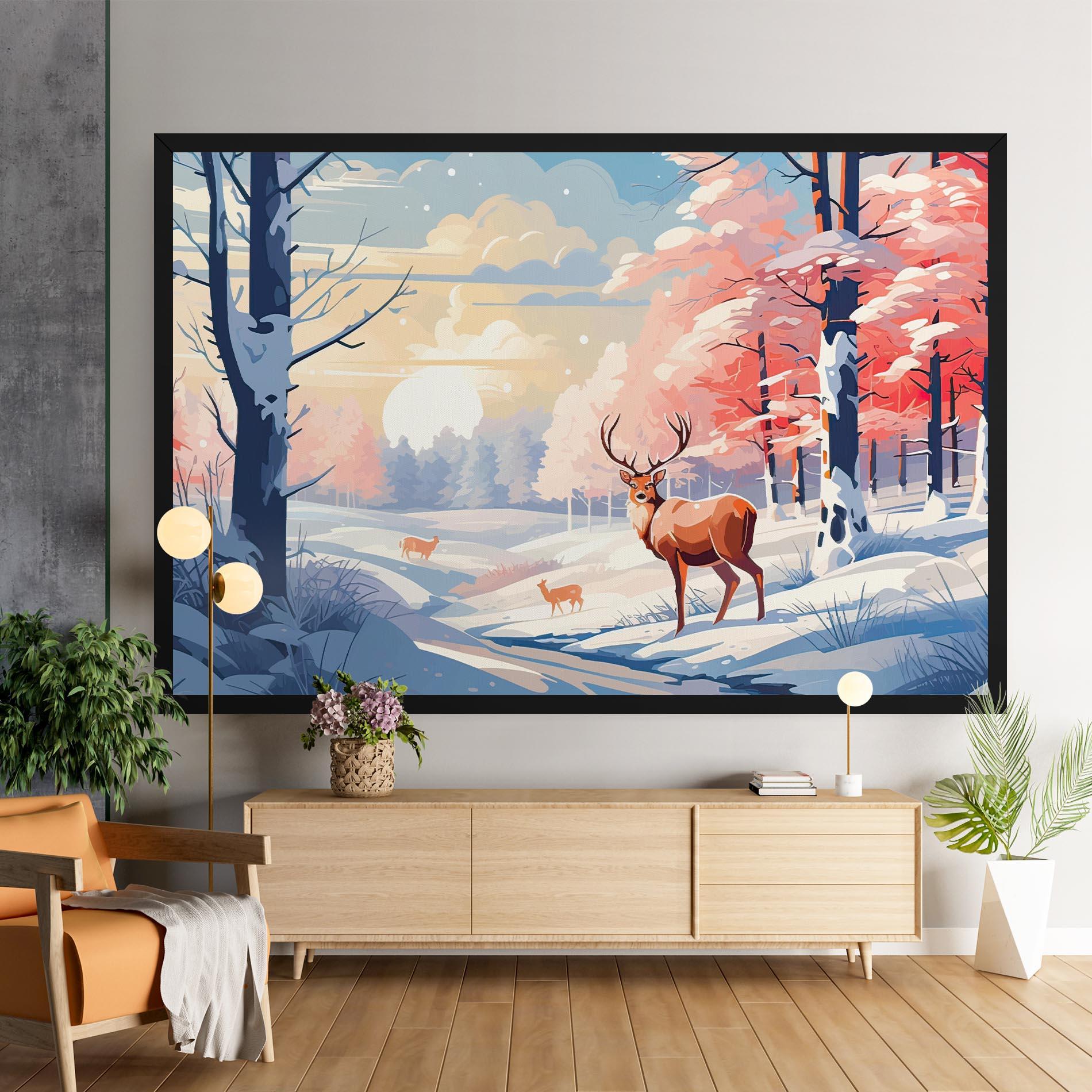 Tablou Canvas Winter Deer Art mockup 9