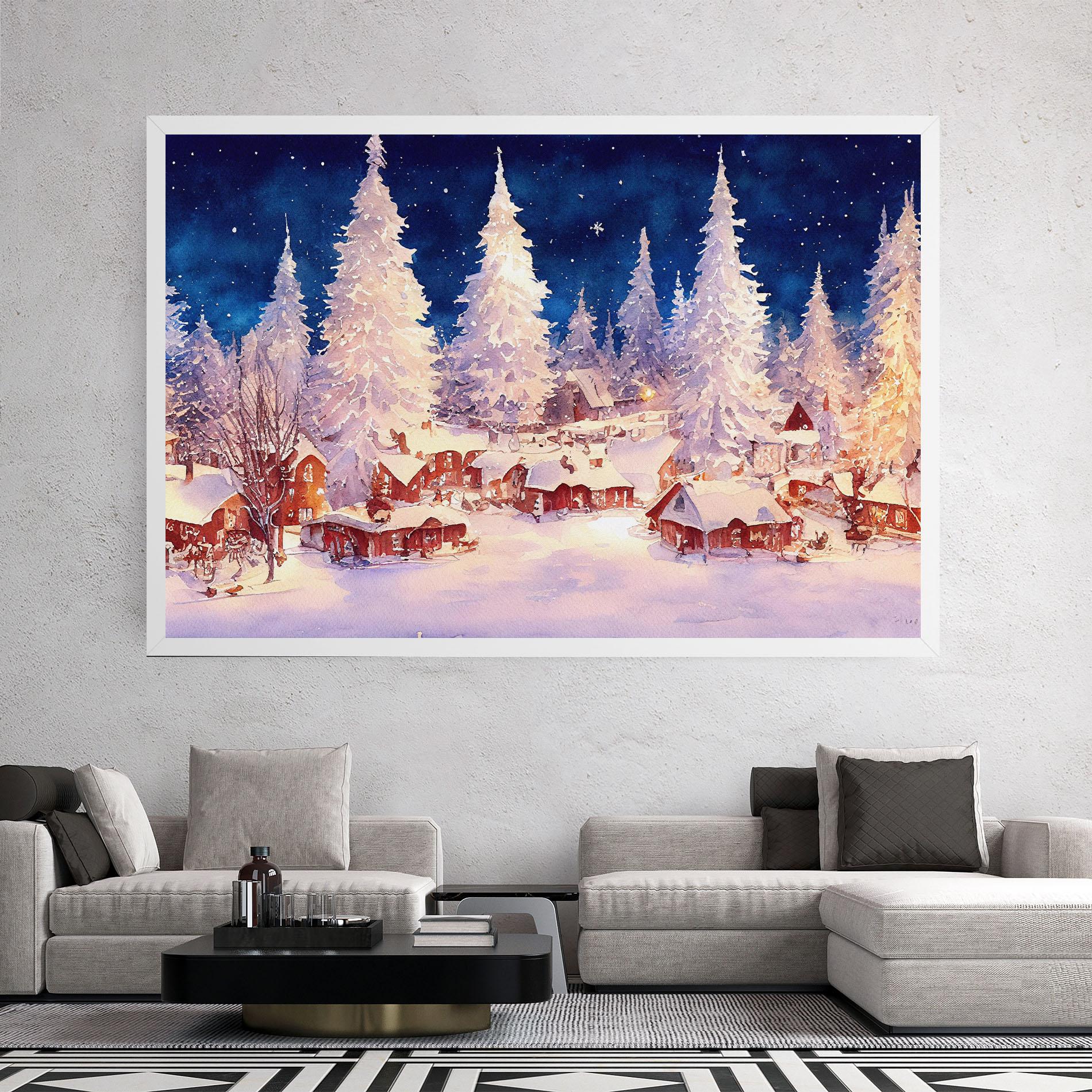Tablou Canvas Snow Falling Painting mockup 2