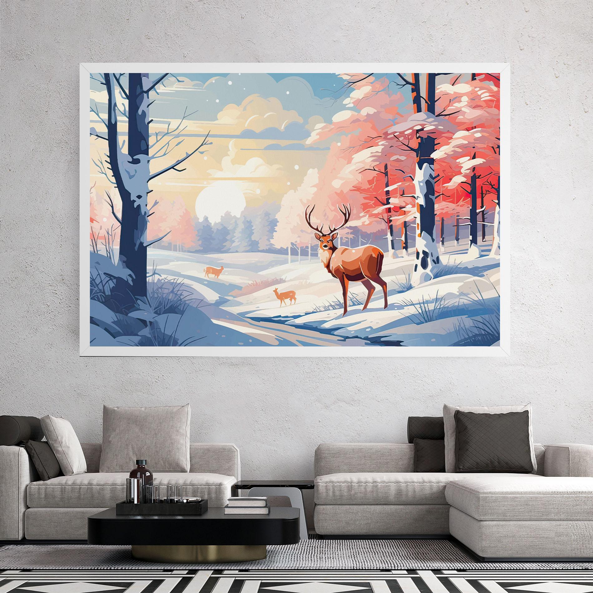 Tablou Canvas Winter Deer Art mockup 2