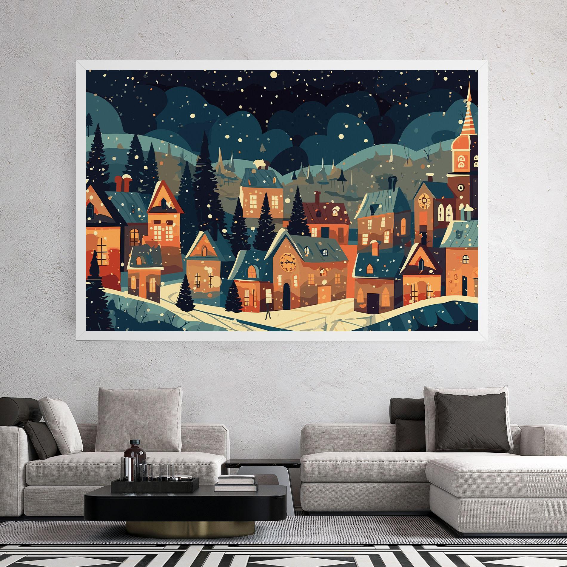 Tablou Canvas Winter View Houses mockup 2