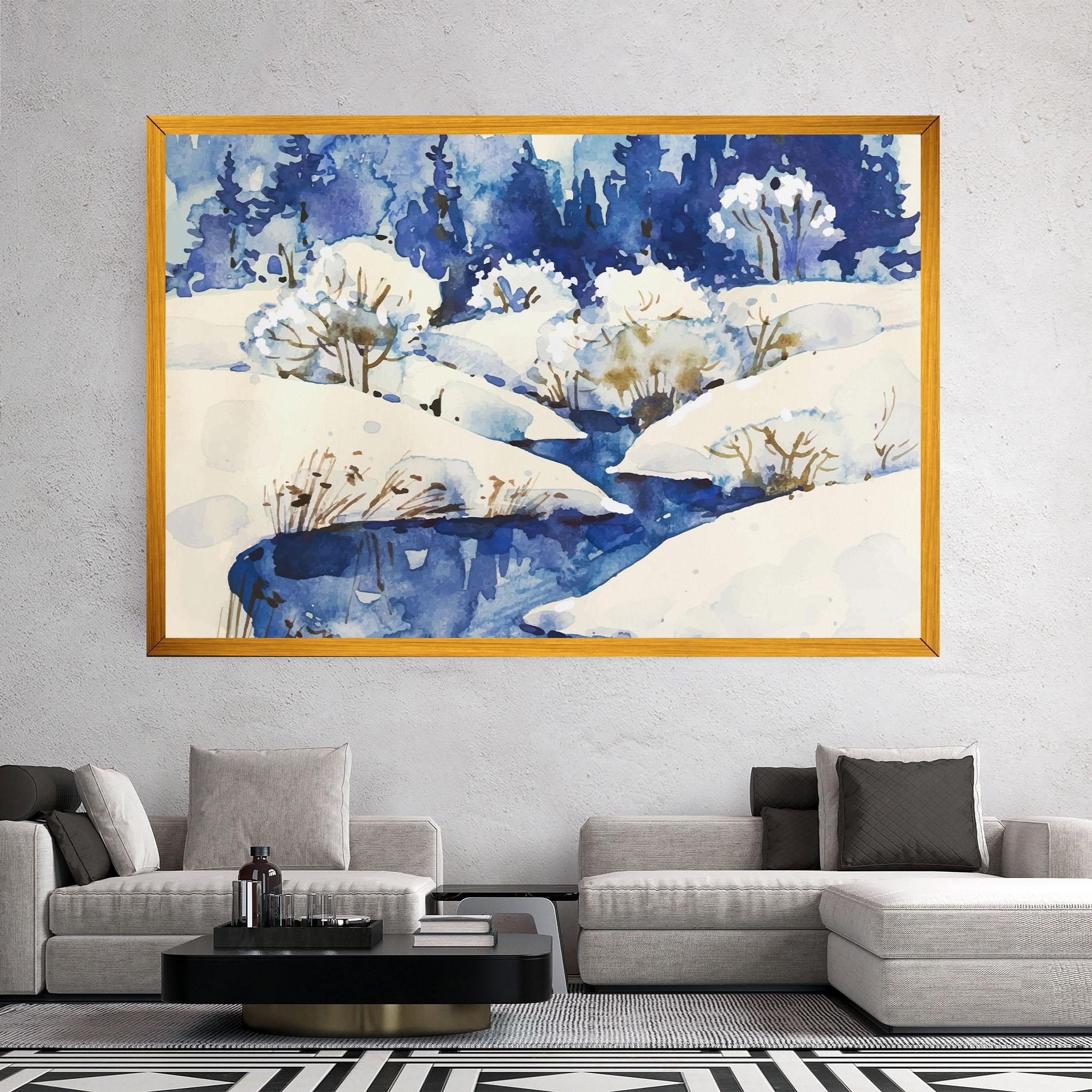 Tablou Canvas Blue Trees Winter mockup 2