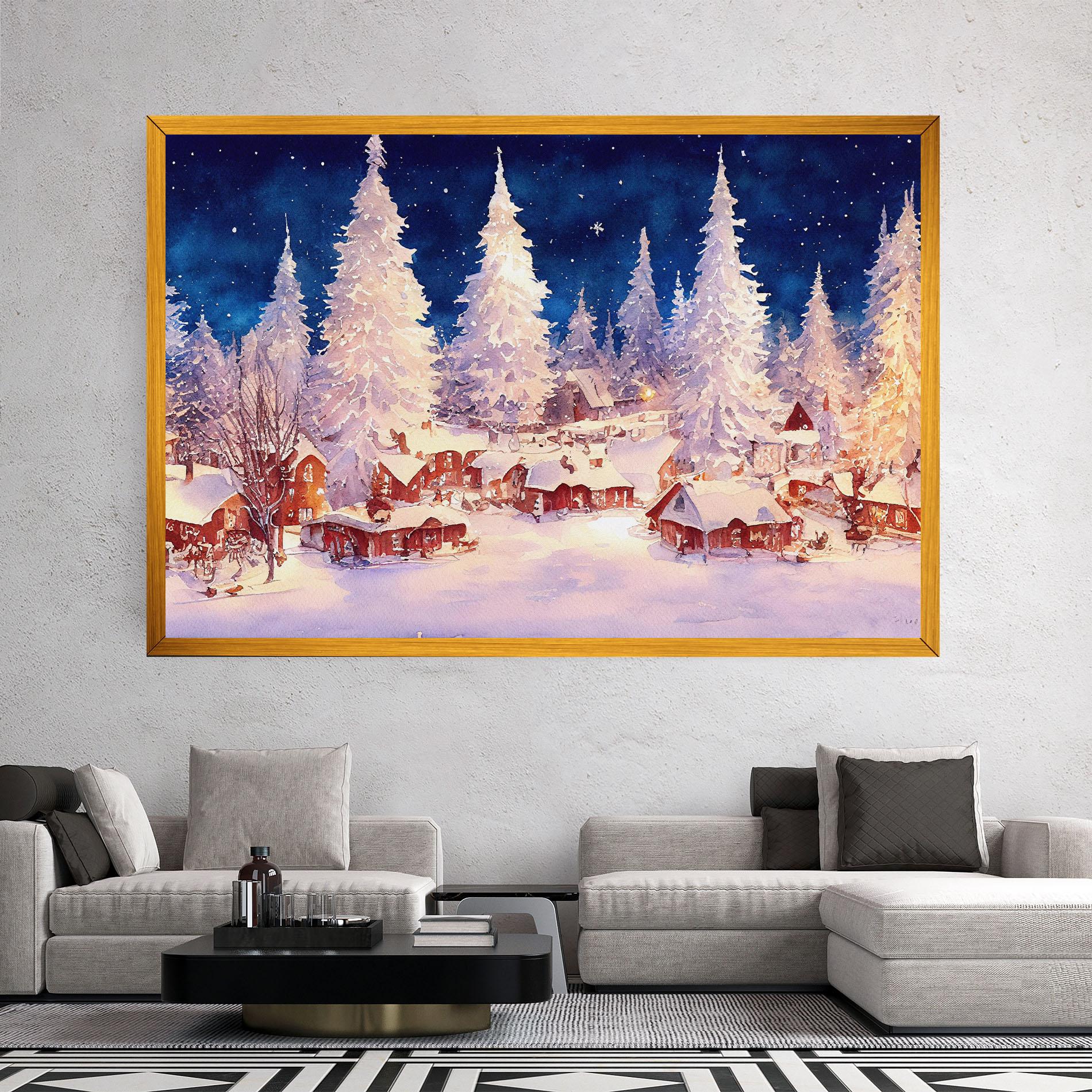 Tablou Canvas Snow Falling Painting mockup 2