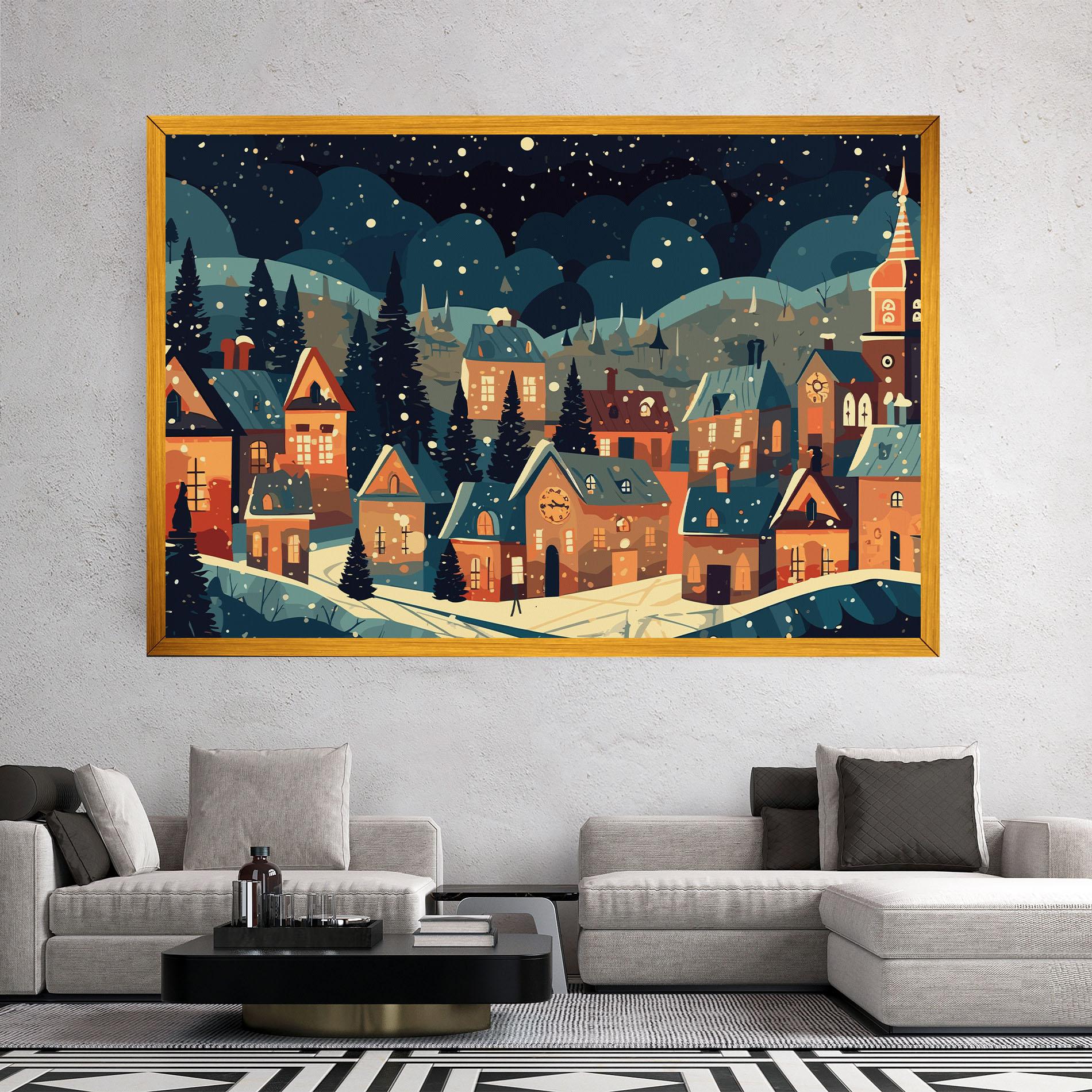 Tablou Canvas Winter View Houses mockup 2