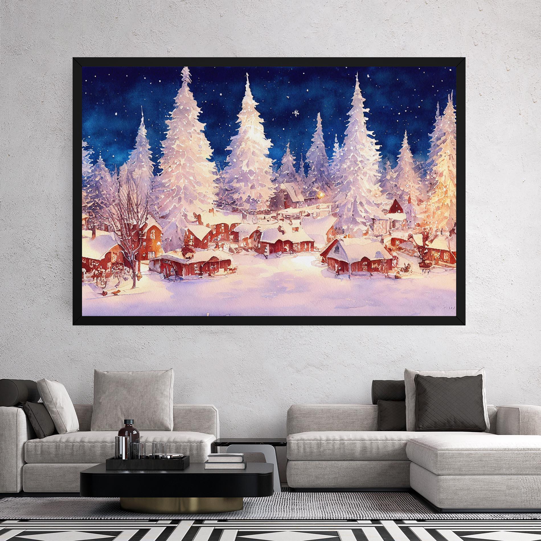 Tablou Canvas Snow Falling Painting mockup 2