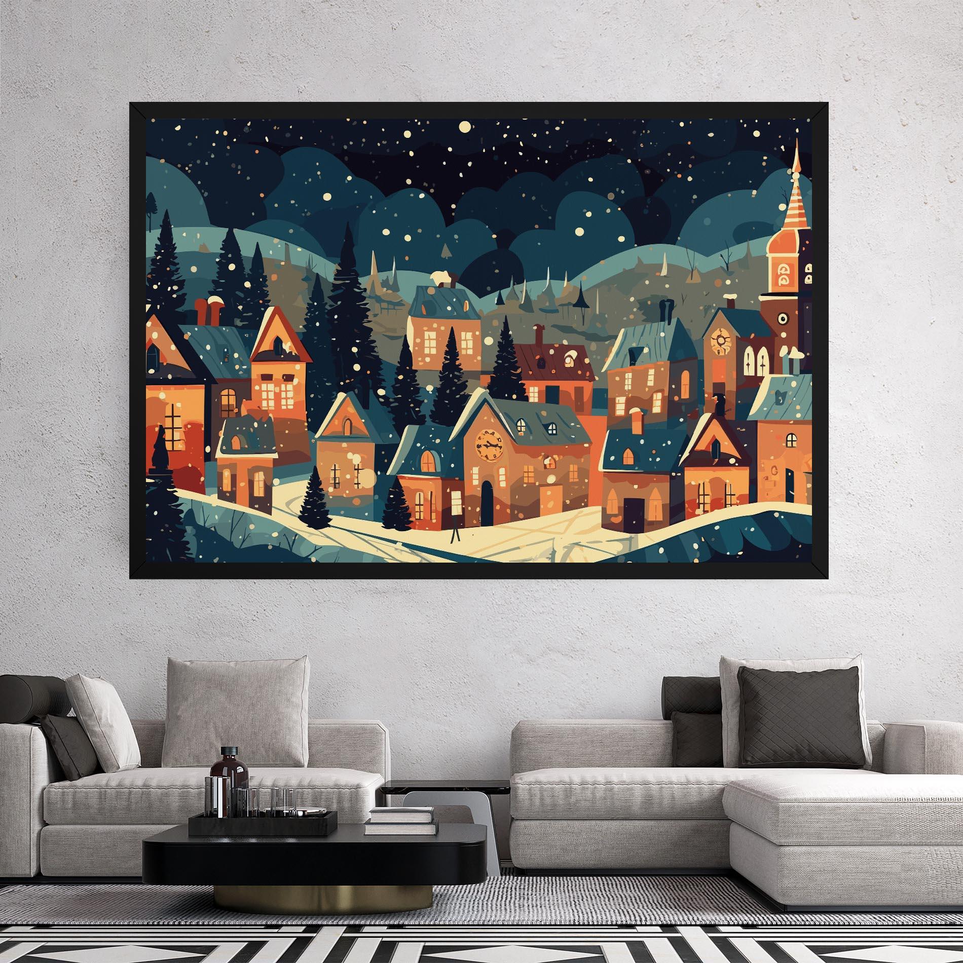 Tablou Canvas Winter View Houses mockup 2