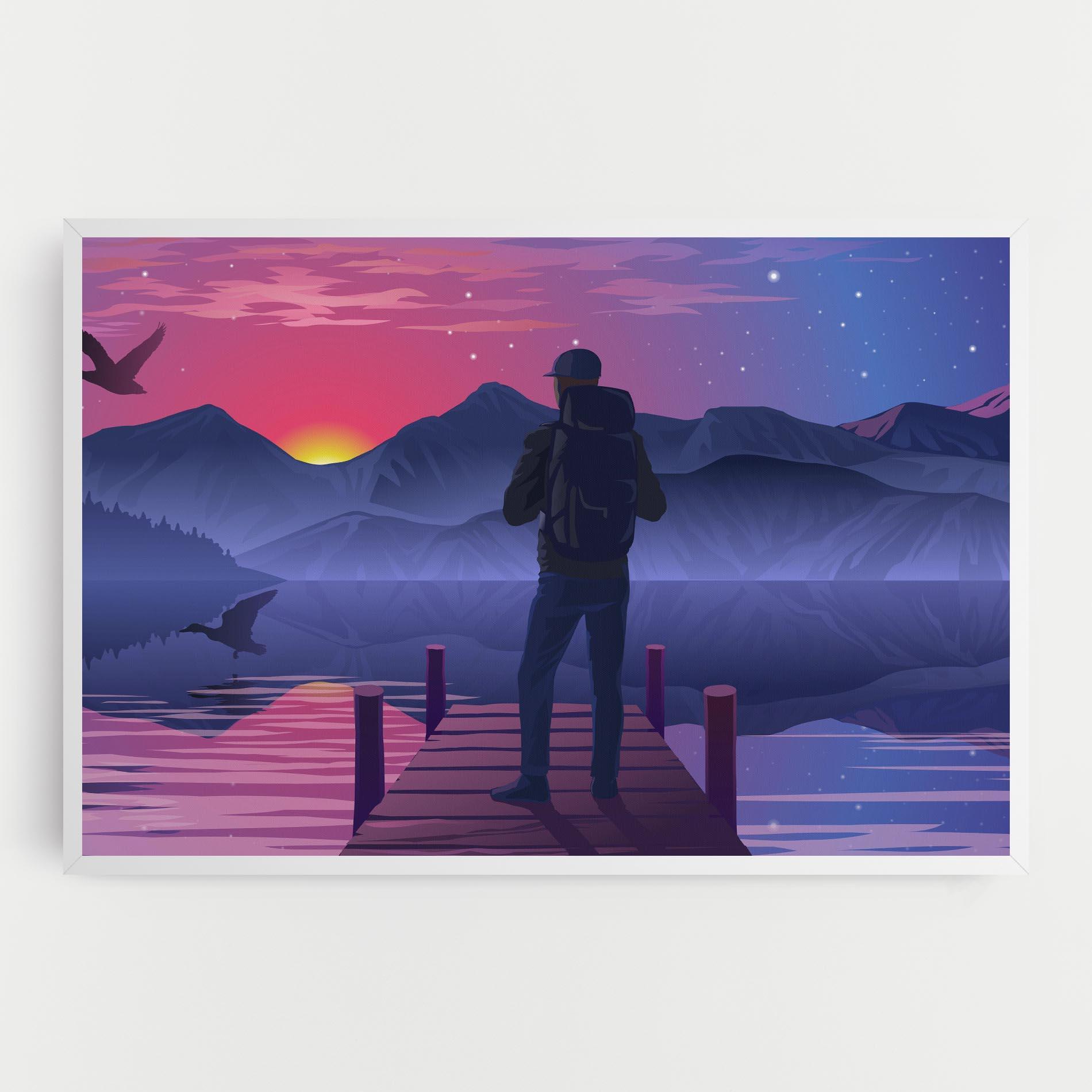 Tablou Canvas Lake Pink Night mockup 0