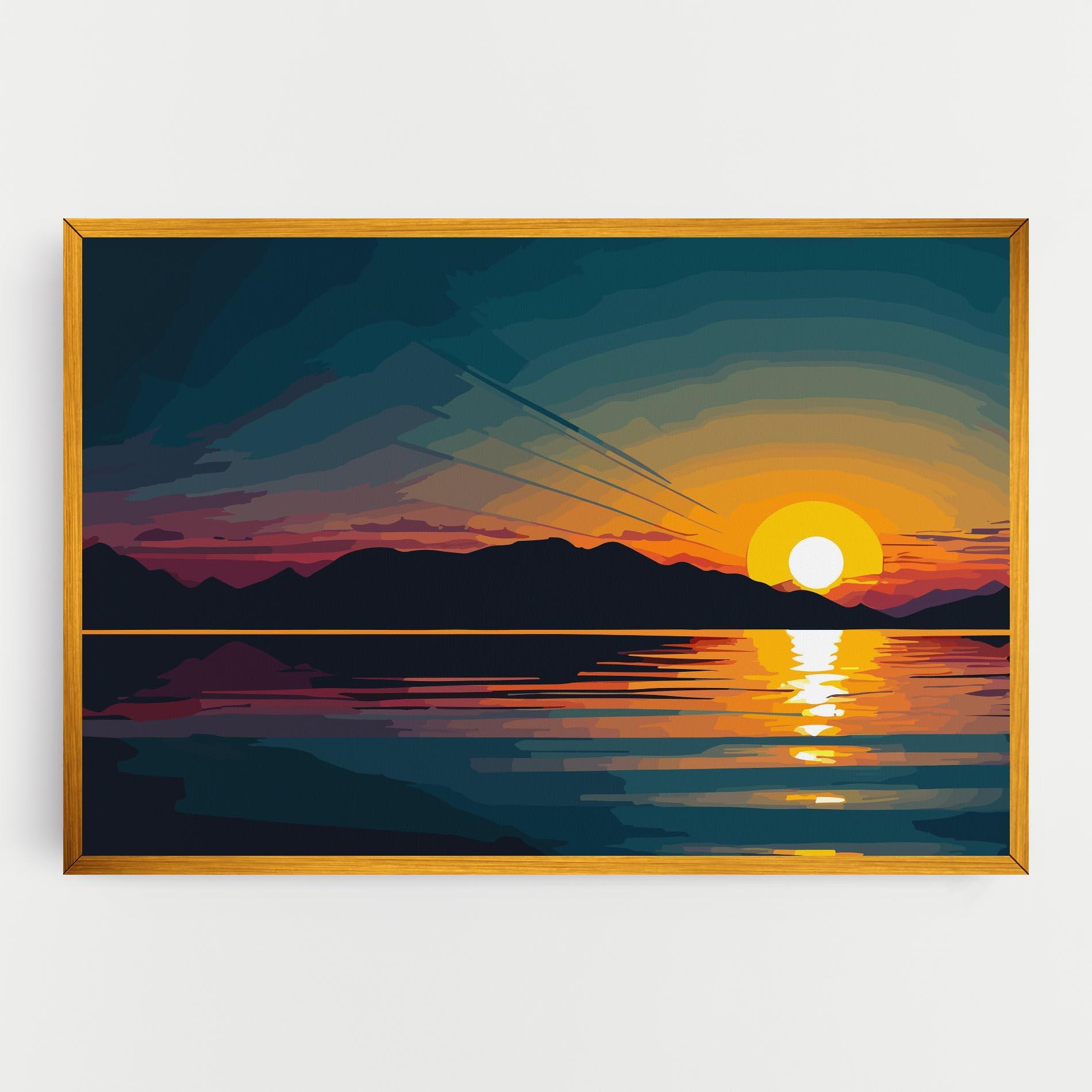 Tablou Canvas Sunset Art Lake mockup 0
