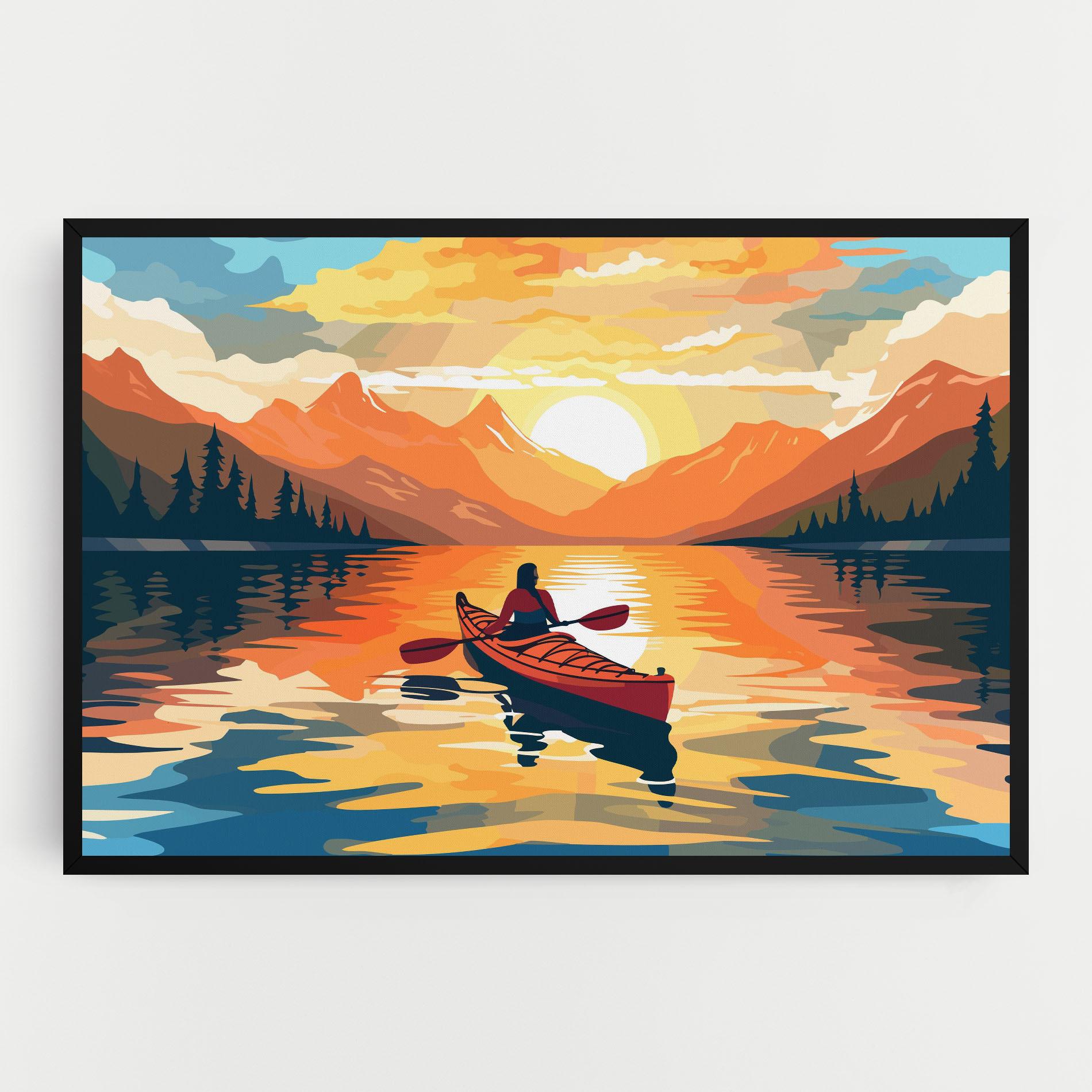 Tablou Canvas Boat Sunset Woman mockup 0