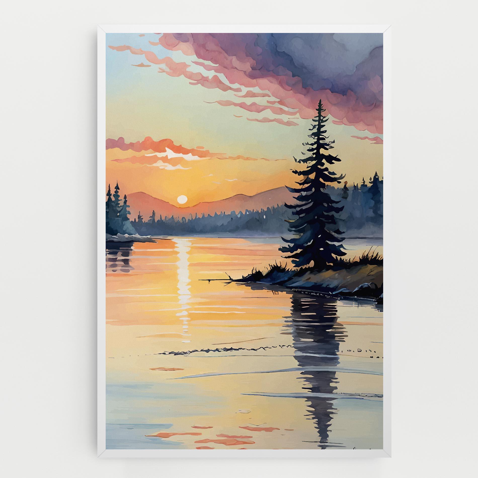 Tablou Canvas Tree Shadow Lake mockup 0