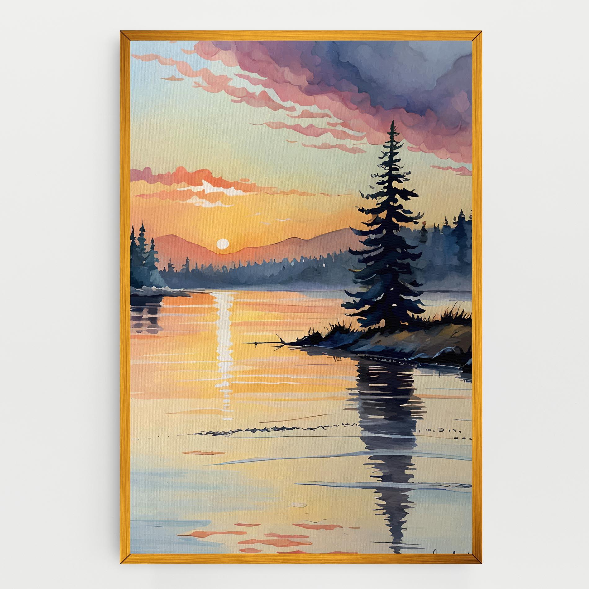 Tablou Canvas Tree Shadow Lake mockup 0