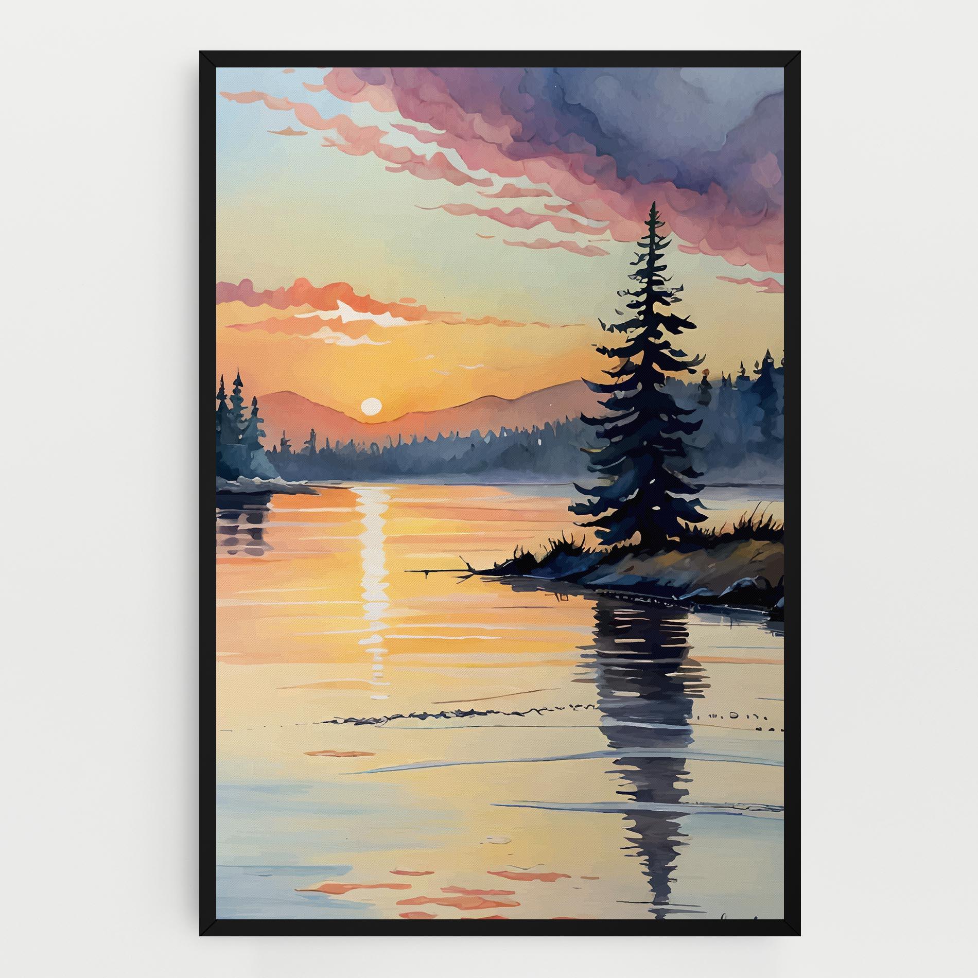 Tablou Canvas Tree Shadow Lake mockup 0