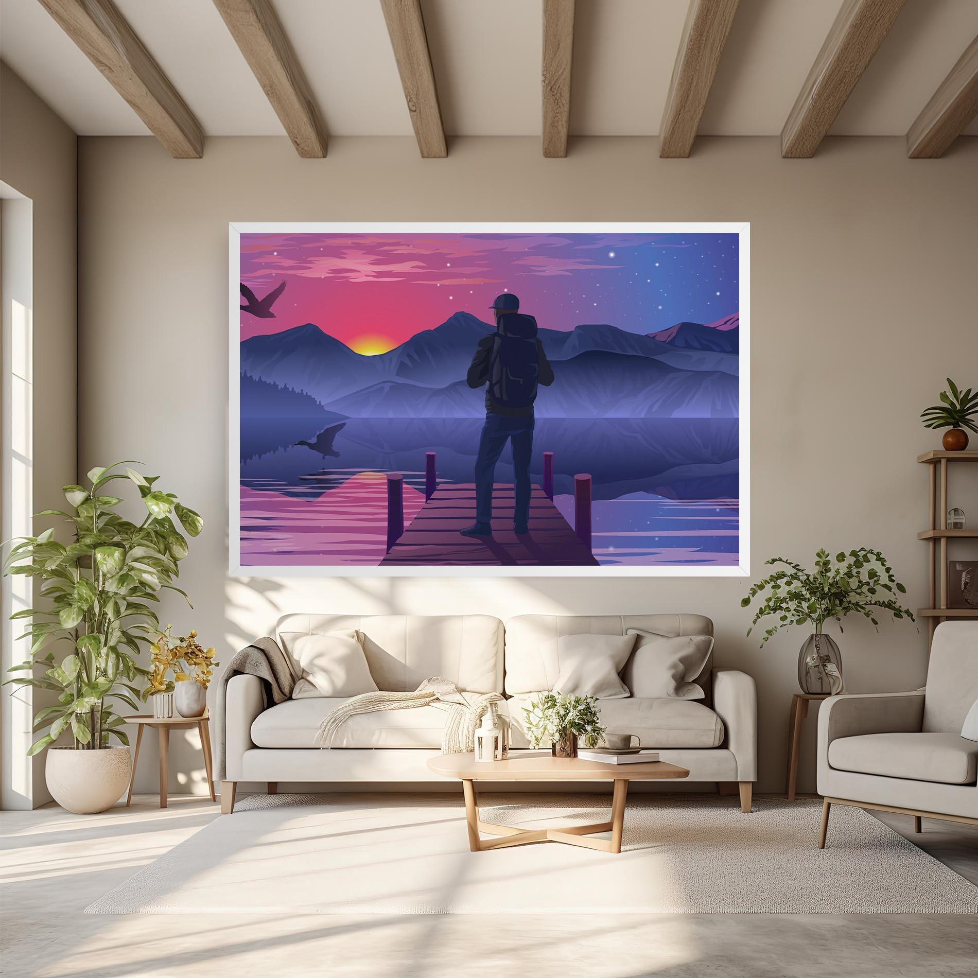 Tablou Canvas Lake Pink Night mockup 6