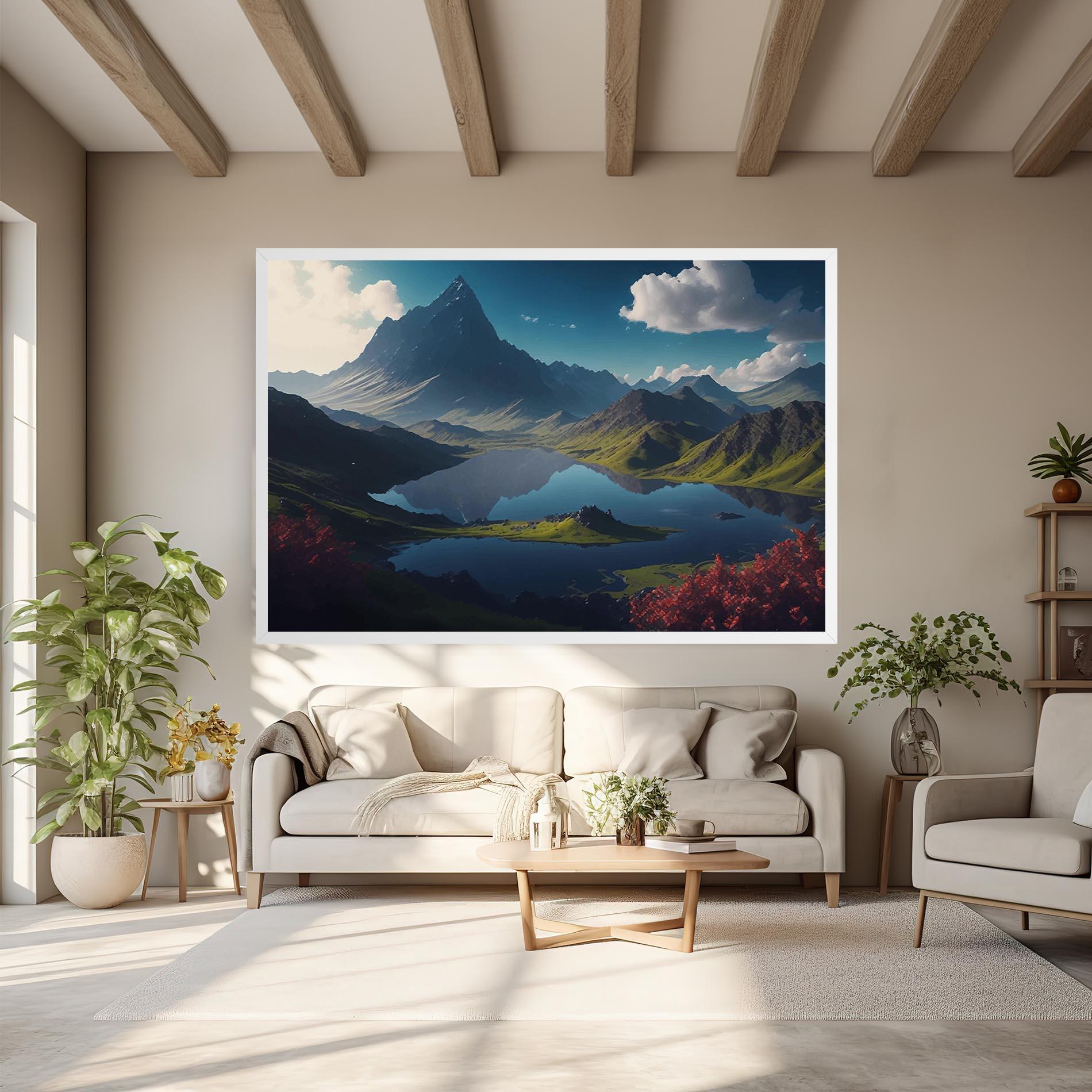 Tablou Canvas Red Flower Lake mockup 6