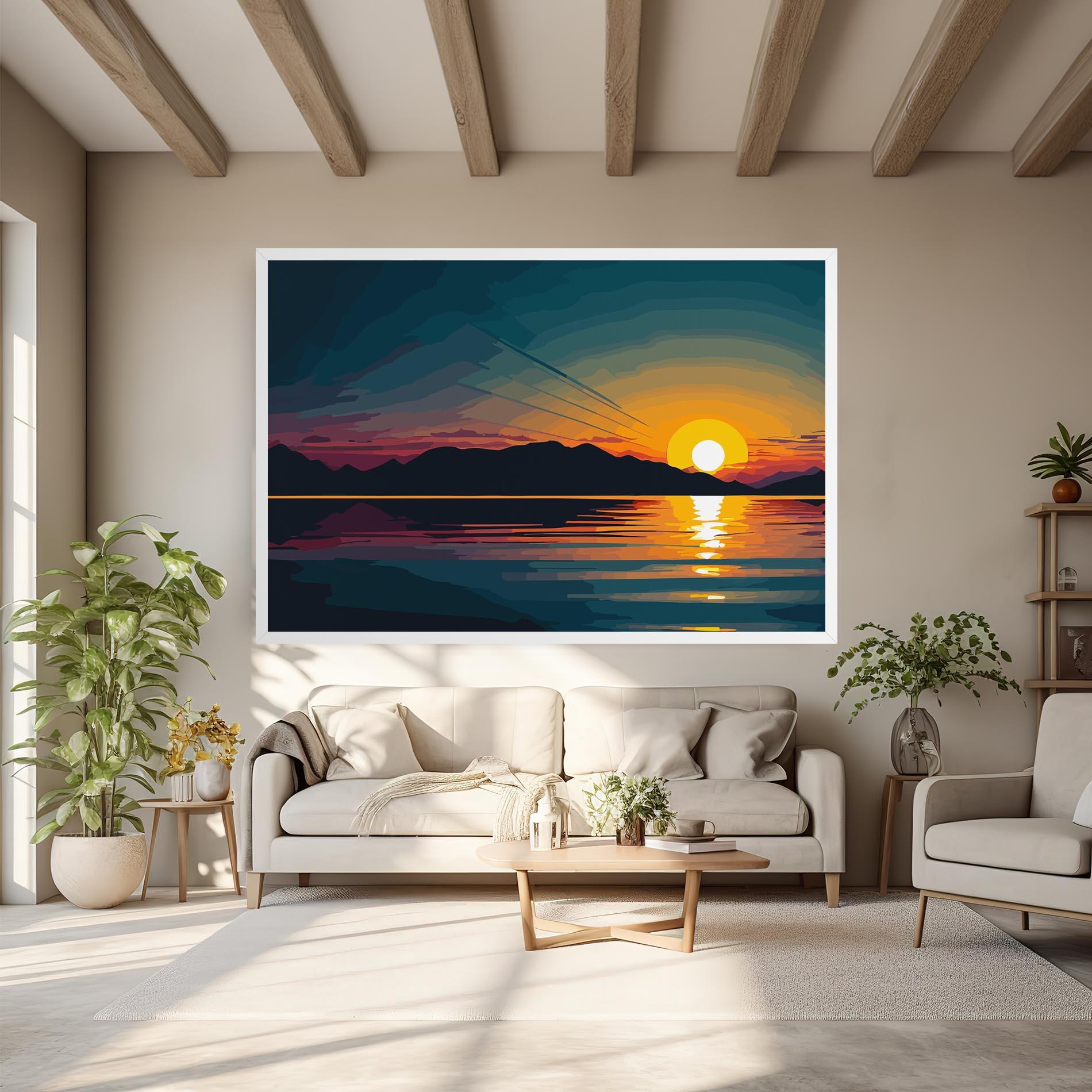 Tablou Canvas Sunset Art Lake mockup 6