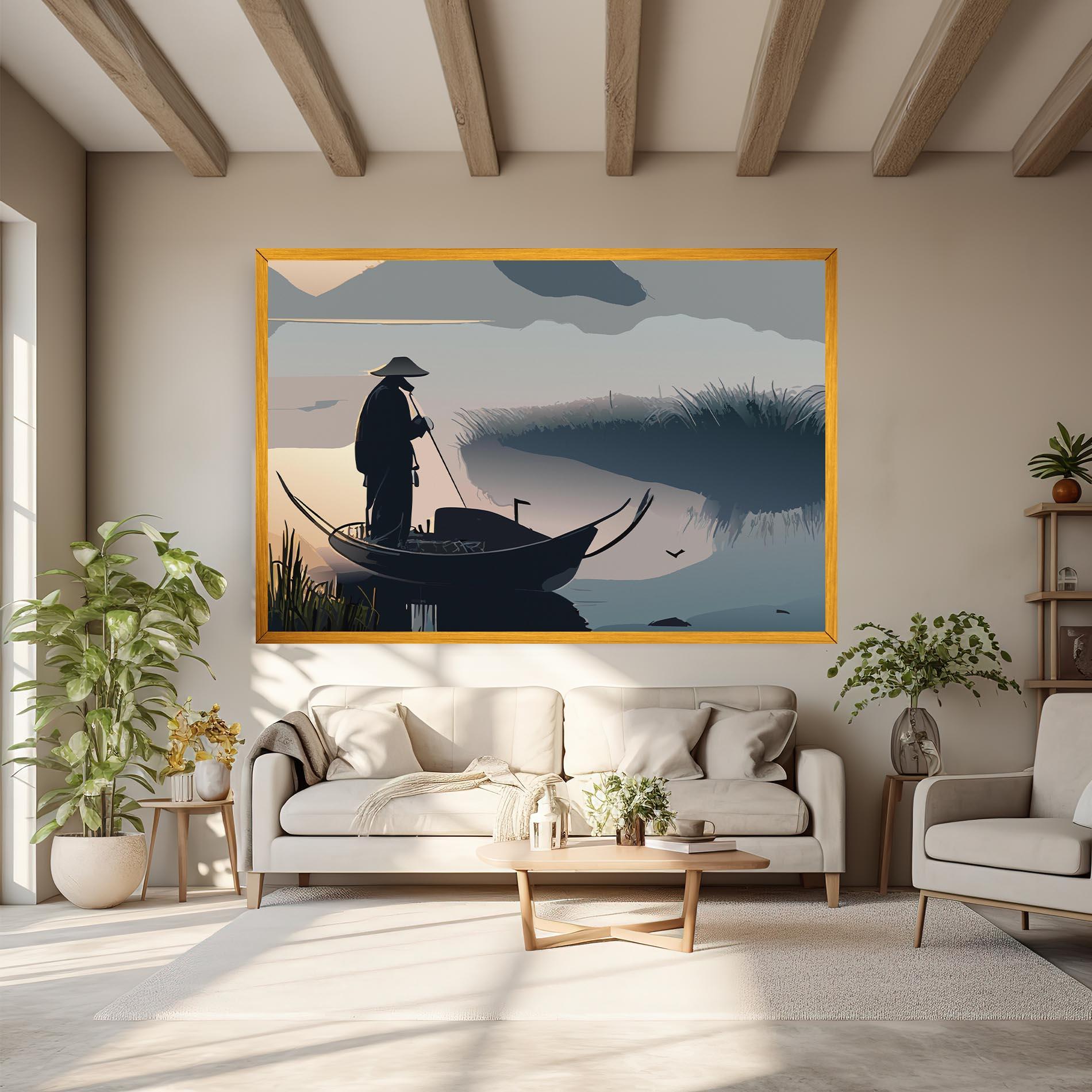 Tablou Canvas Japan Lake Man mockup 6