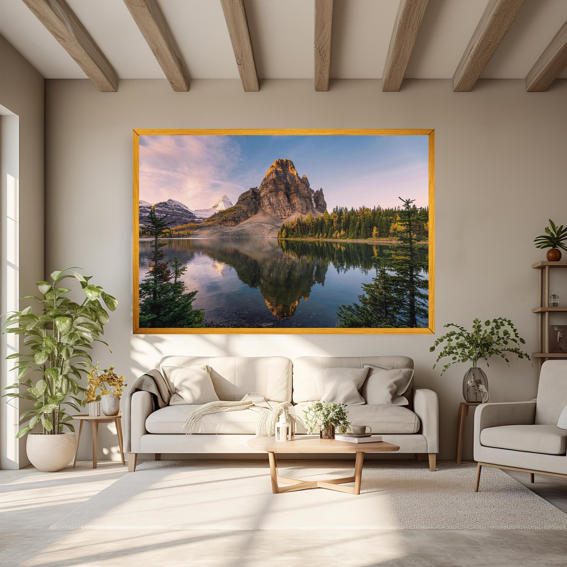 Tablou Canvas Mountain Sunrise Lake mockup 6
