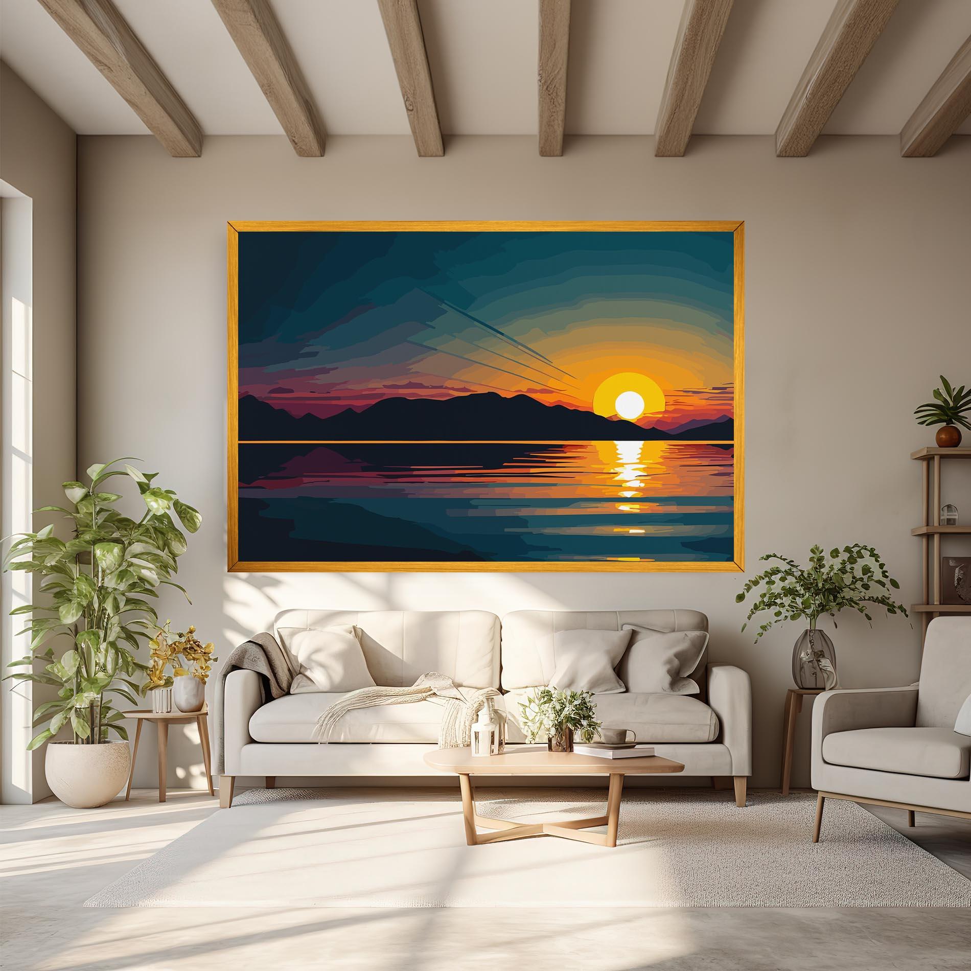 Tablou Canvas Sunset Art Lake mockup 6