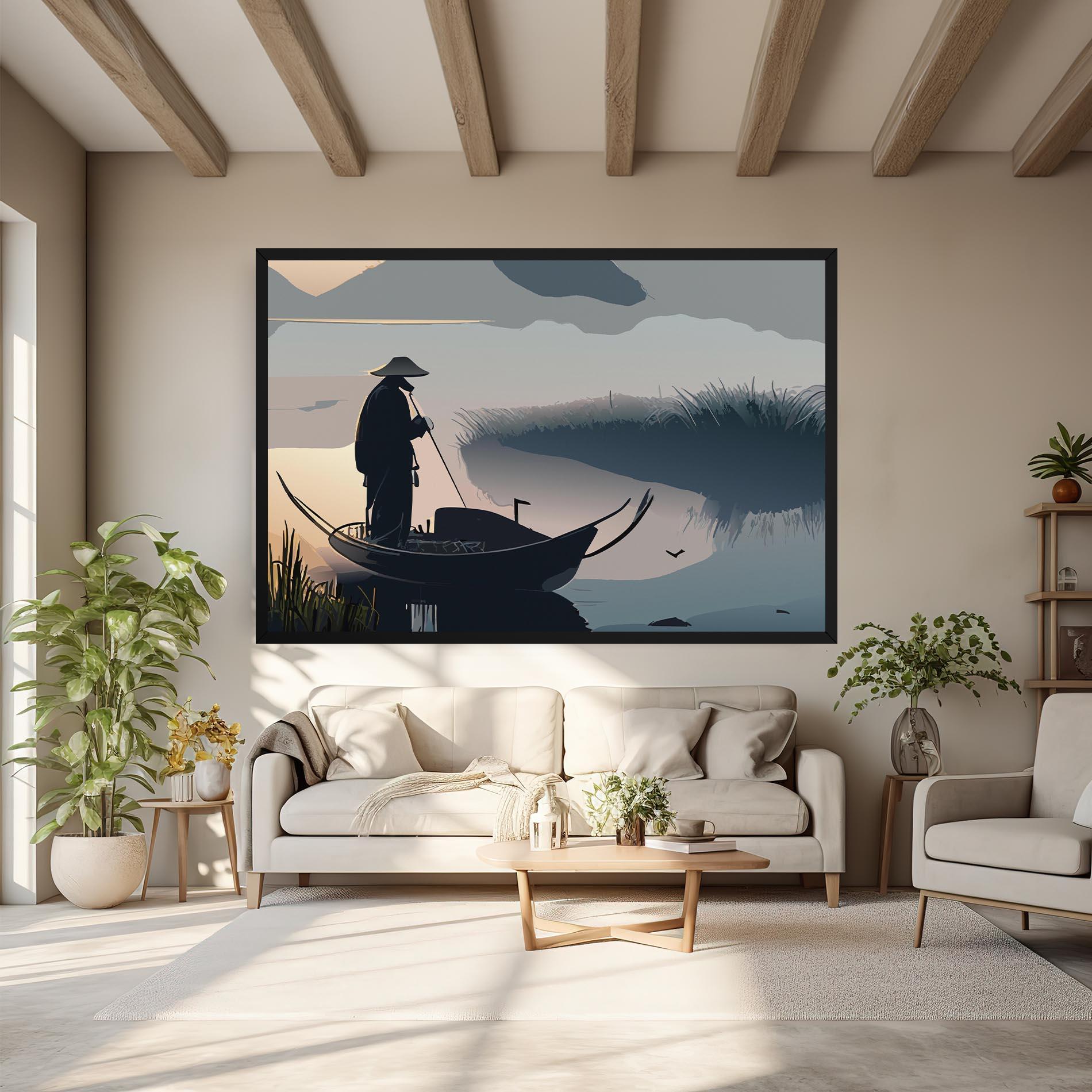 Tablou Canvas Japan Lake Man mockup 6