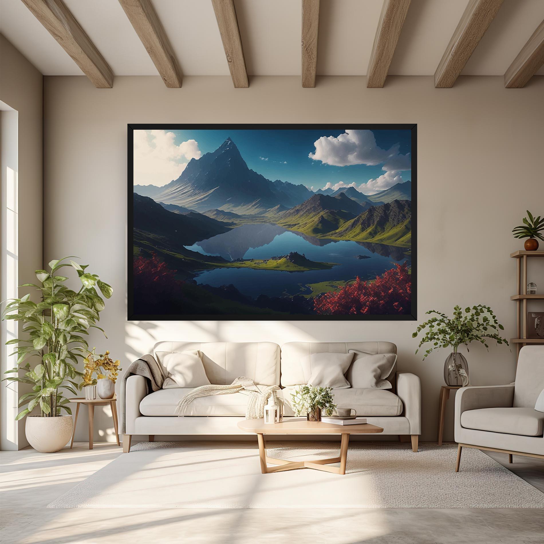 Tablou Canvas Red Flower Lake mockup 6