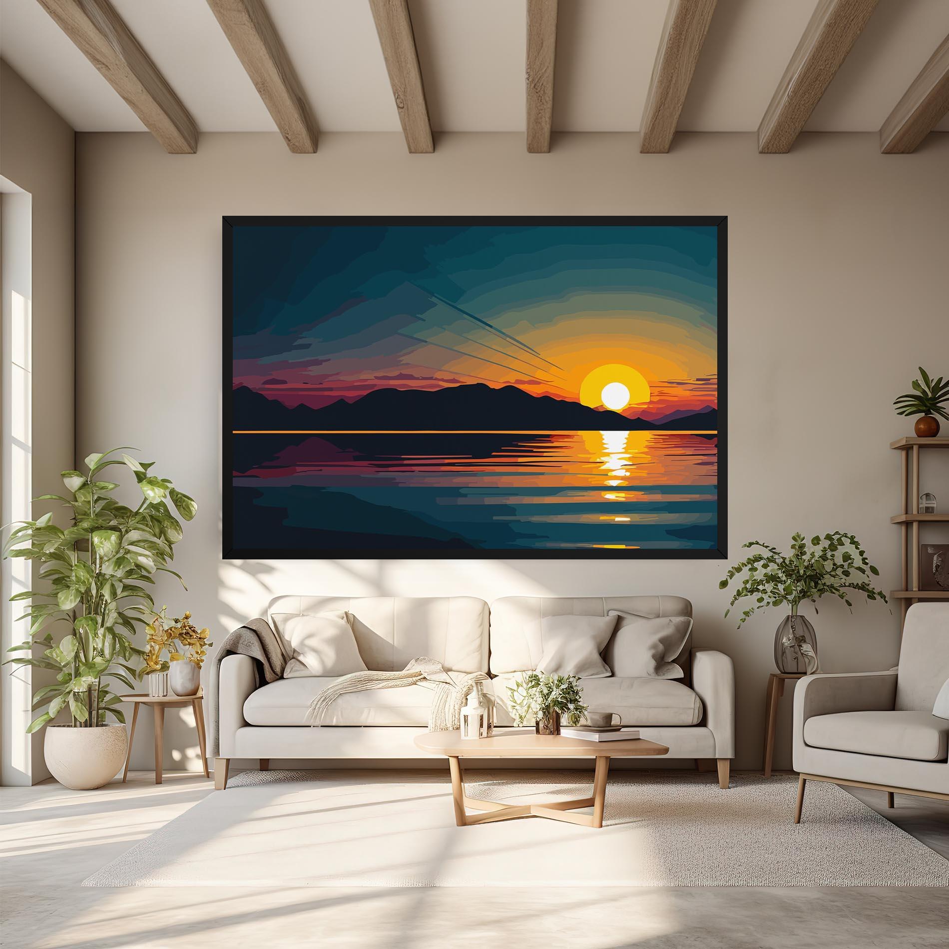 Tablou Canvas Sunset Art Lake mockup 6