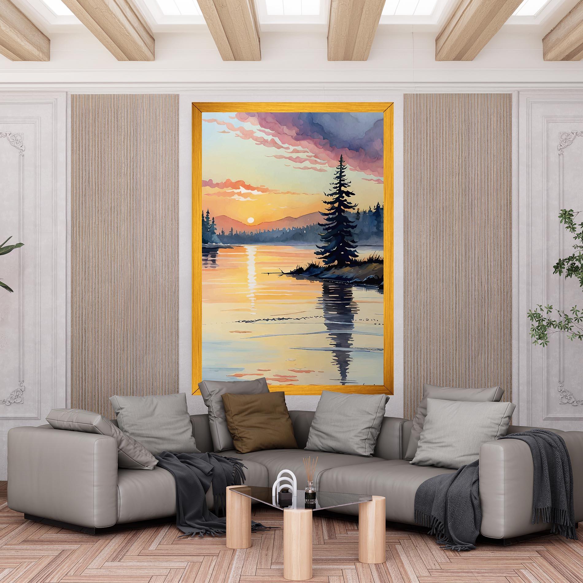 Tablou Canvas Tree Shadow Lake mockup 6