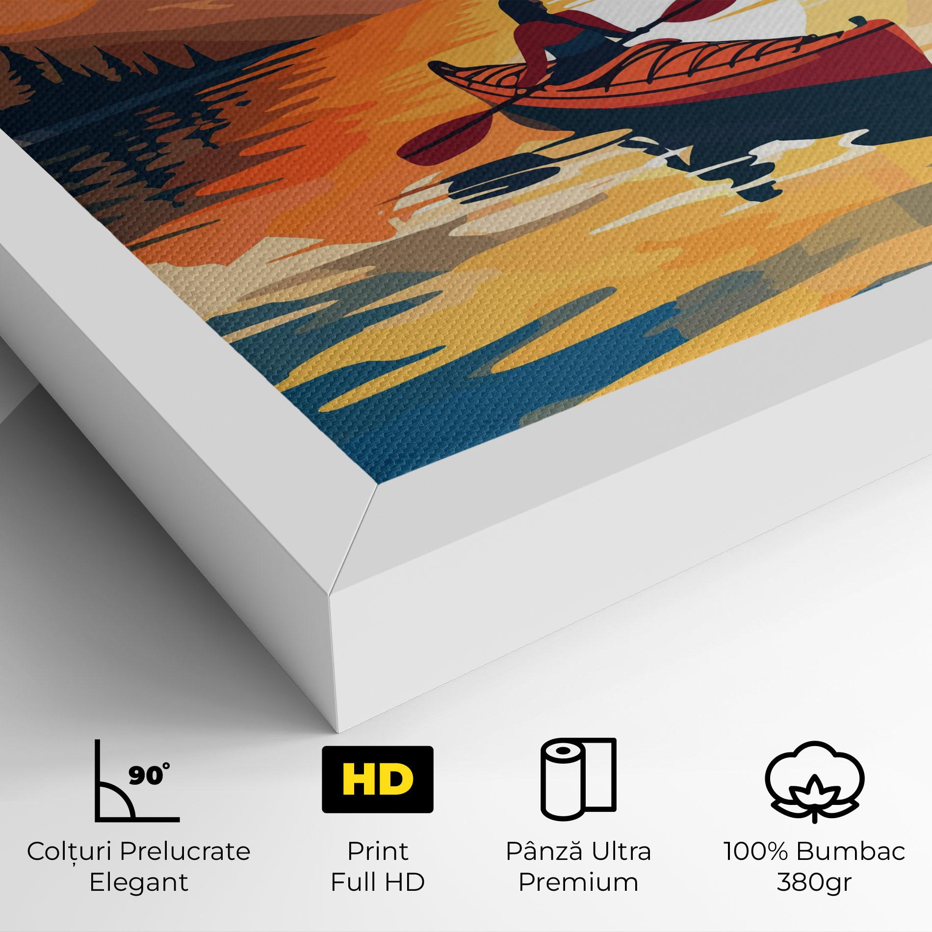Tablou Canvas Boat Sunset Woman mockup 4