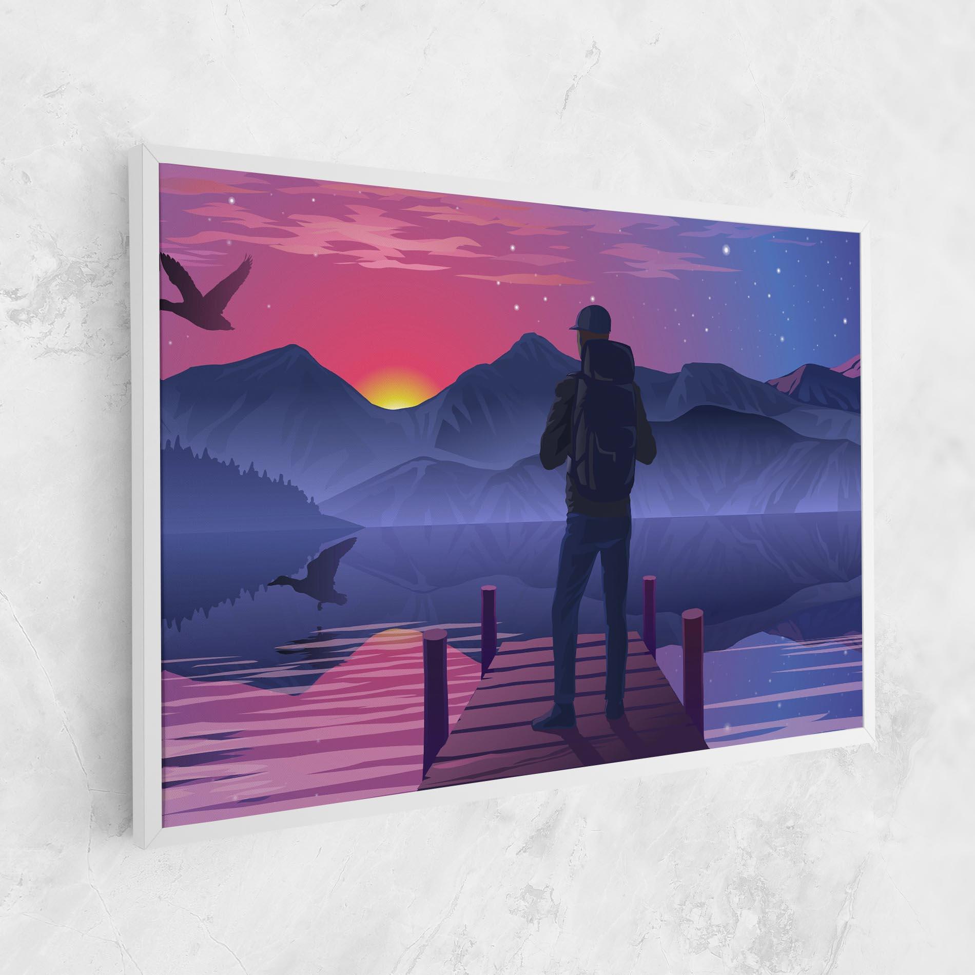 Tablou Canvas Lake Pink Night mockup 1